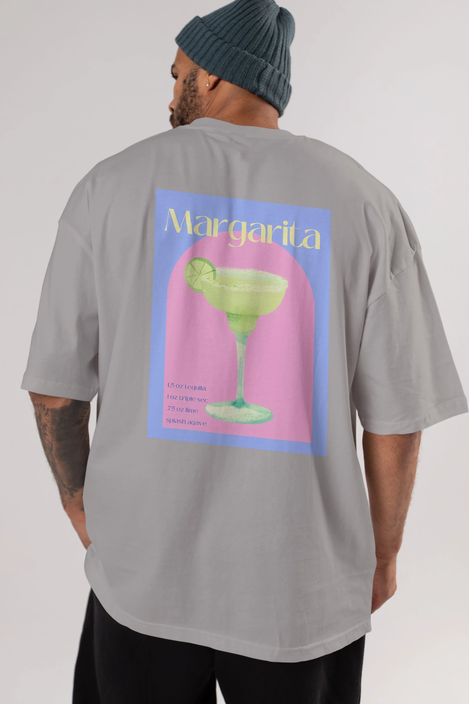 Margarita 6 Arka Baskılı Oversize t-shirt Erkek Kadın Unisex %100 Pamuk Bisiklet Yaka tişort