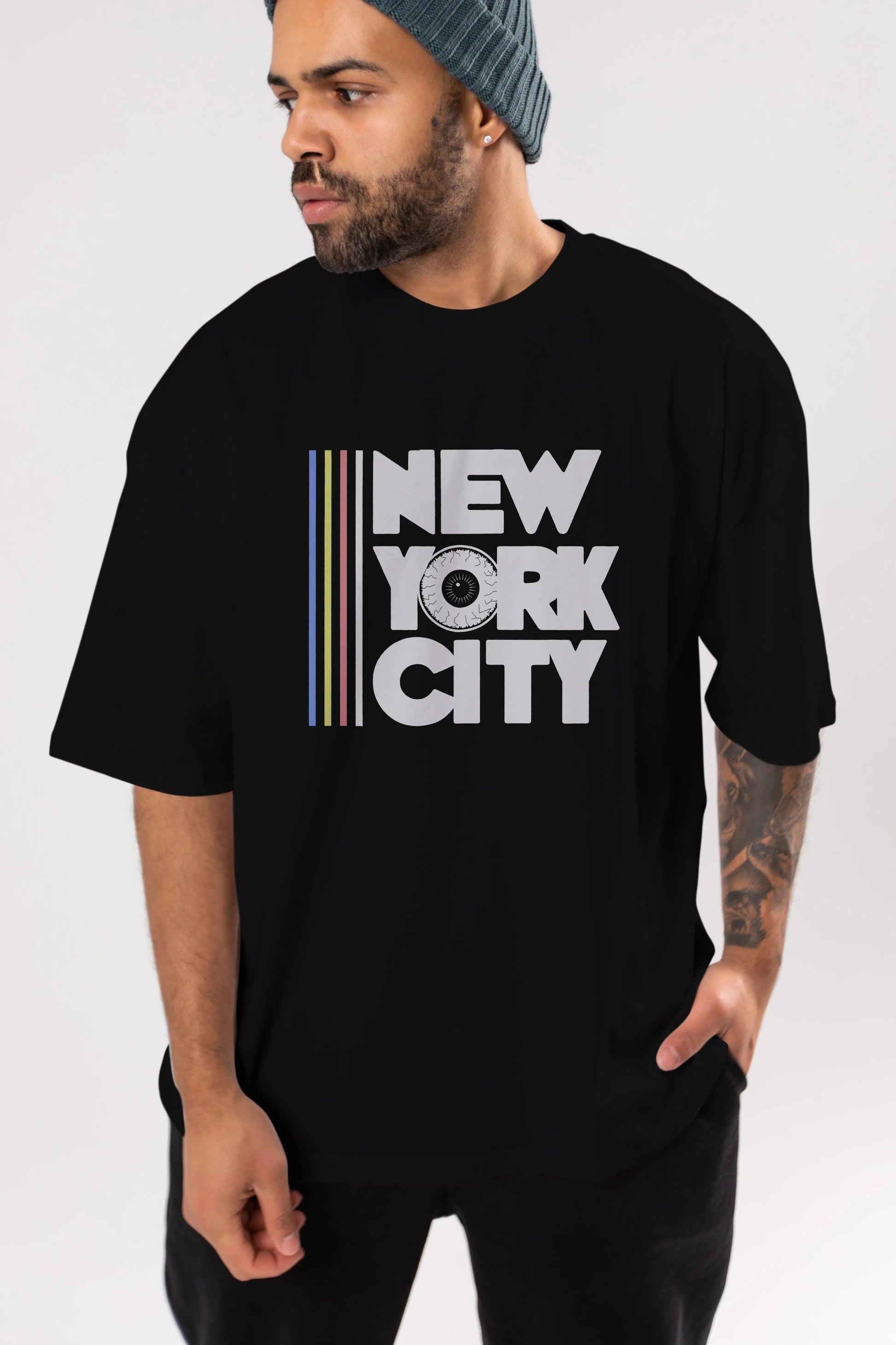 New York City Style Ön Baskılı Oversize t-shirt Erkek Kadın Unisex