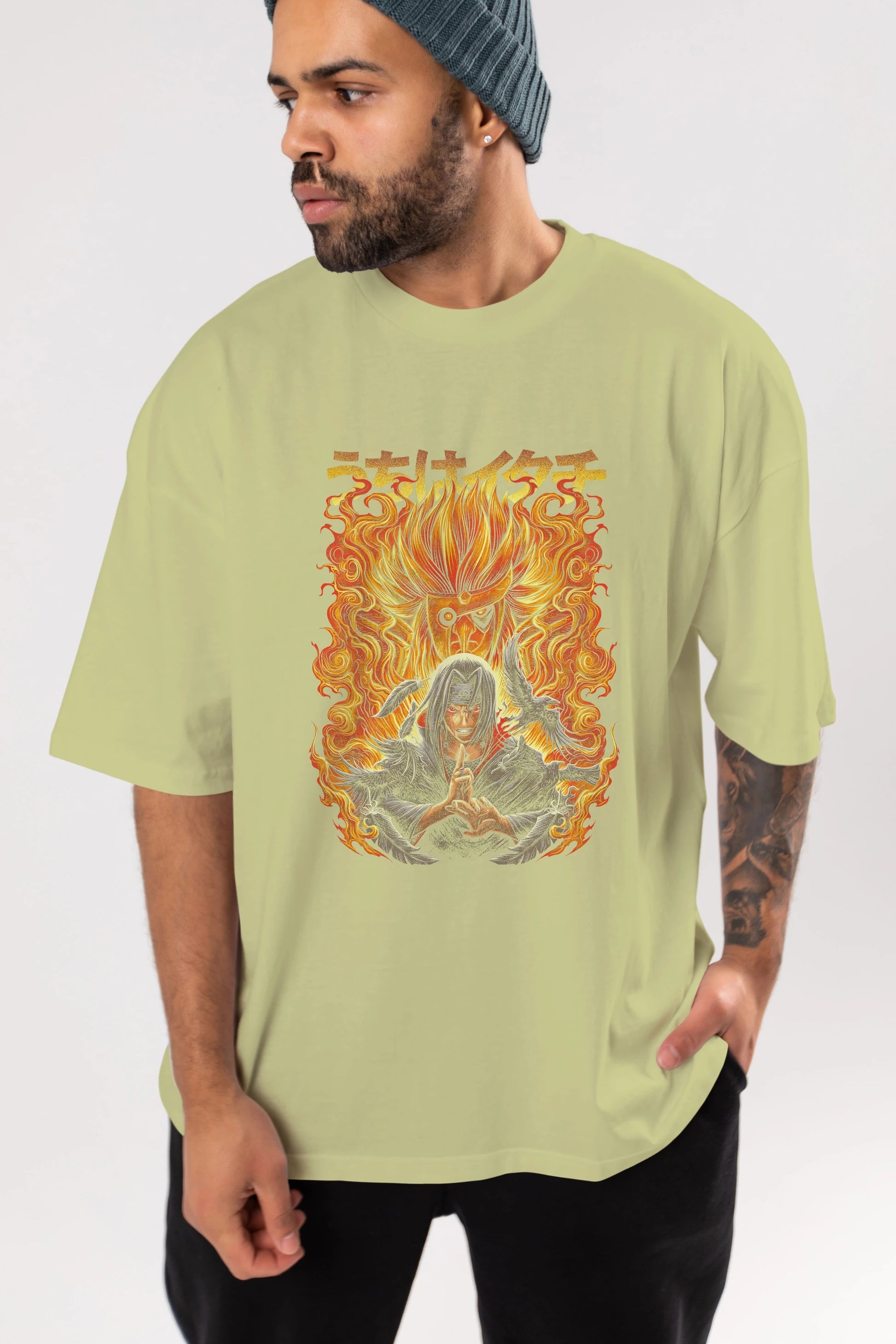 NARUTO ITACHI UCHIHA Anime Ön Baskılı Oversize t-shirt %100 pamuk Erkek Kadın Unisex