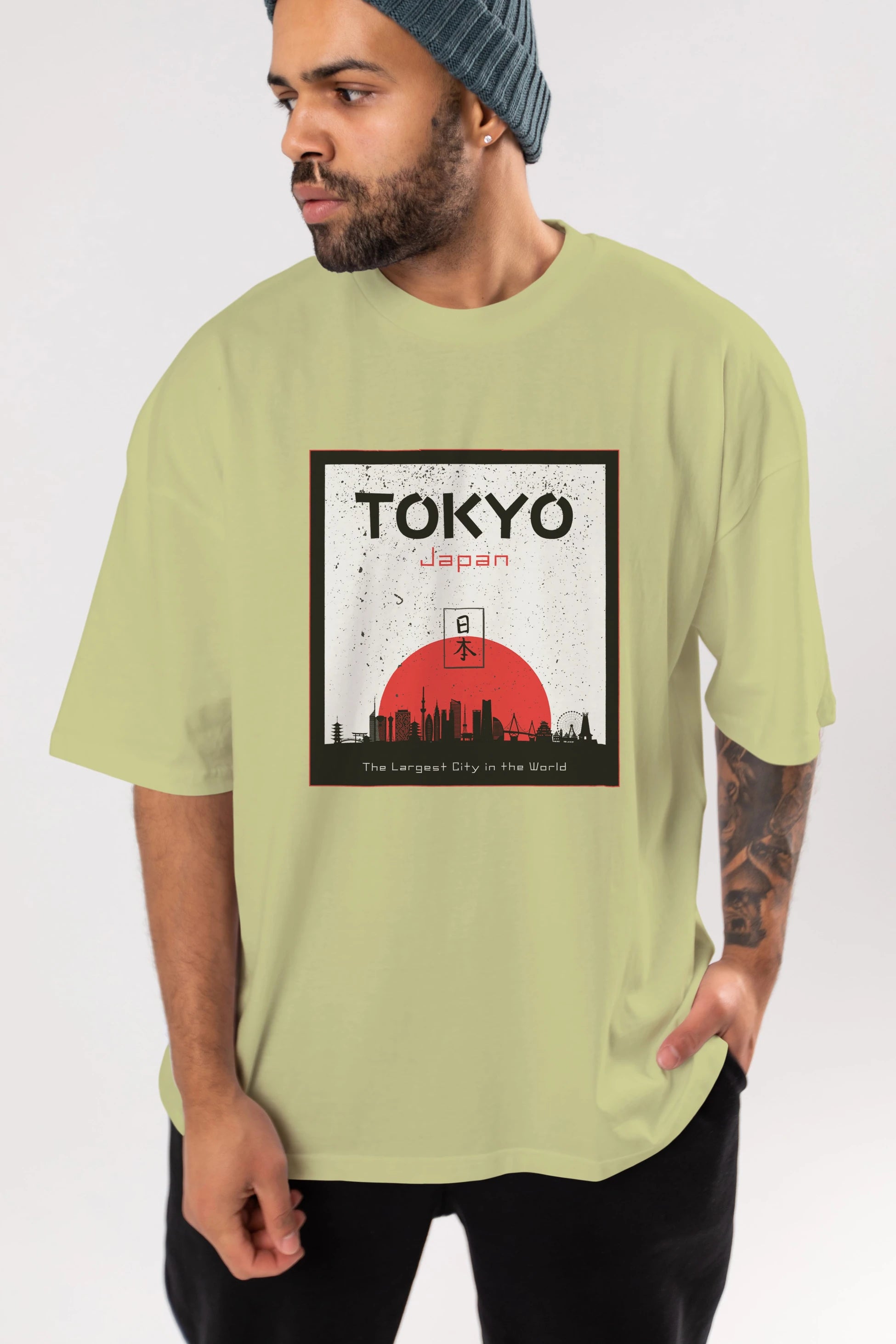Tokyo Japan Yazılı Ön Baskılı Oversize t-shirt Erkek Kadın Unisex