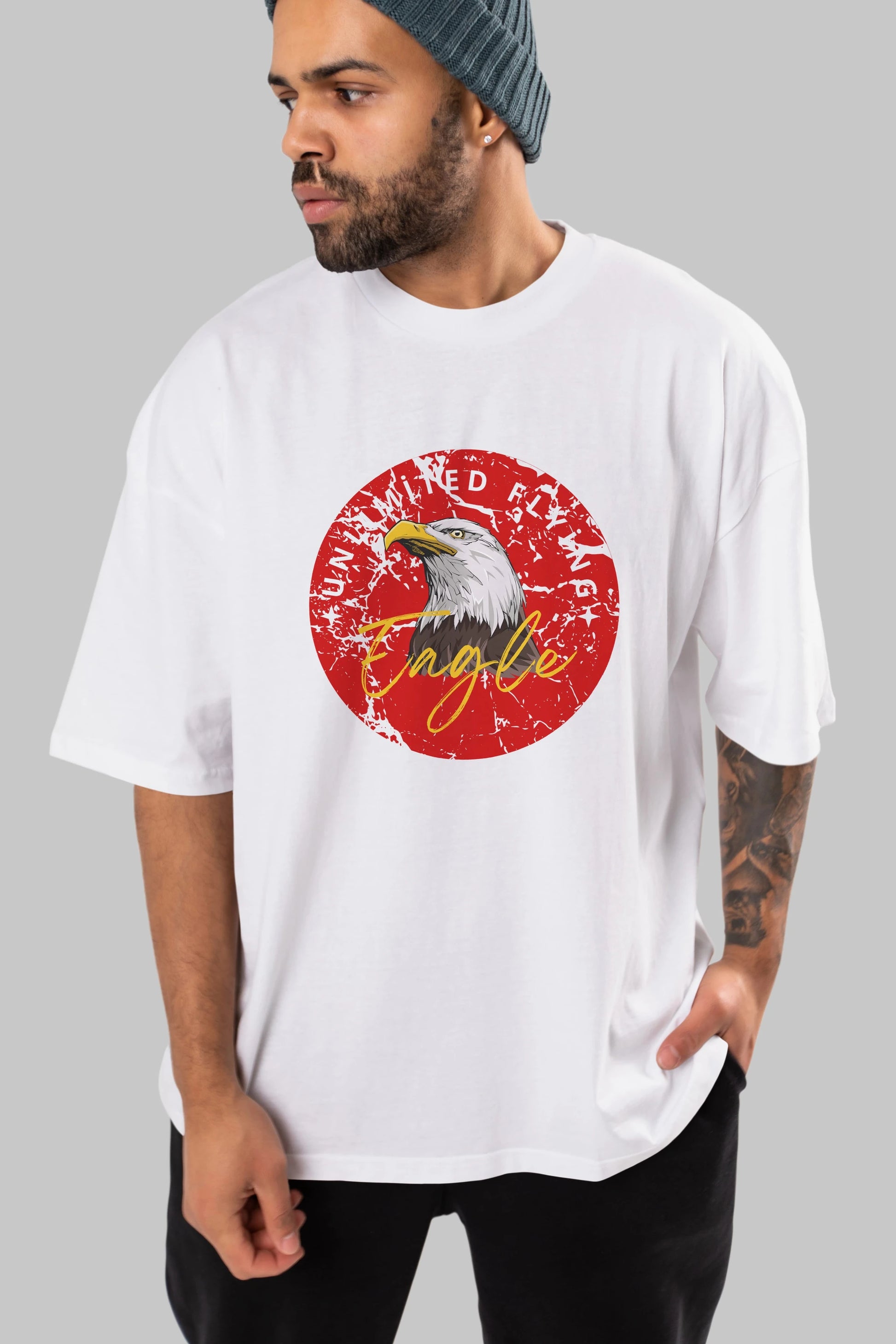Unlimited Flying Yazılı Ön Baskılı Oversize t-shirt Erkek Kadın Unisex