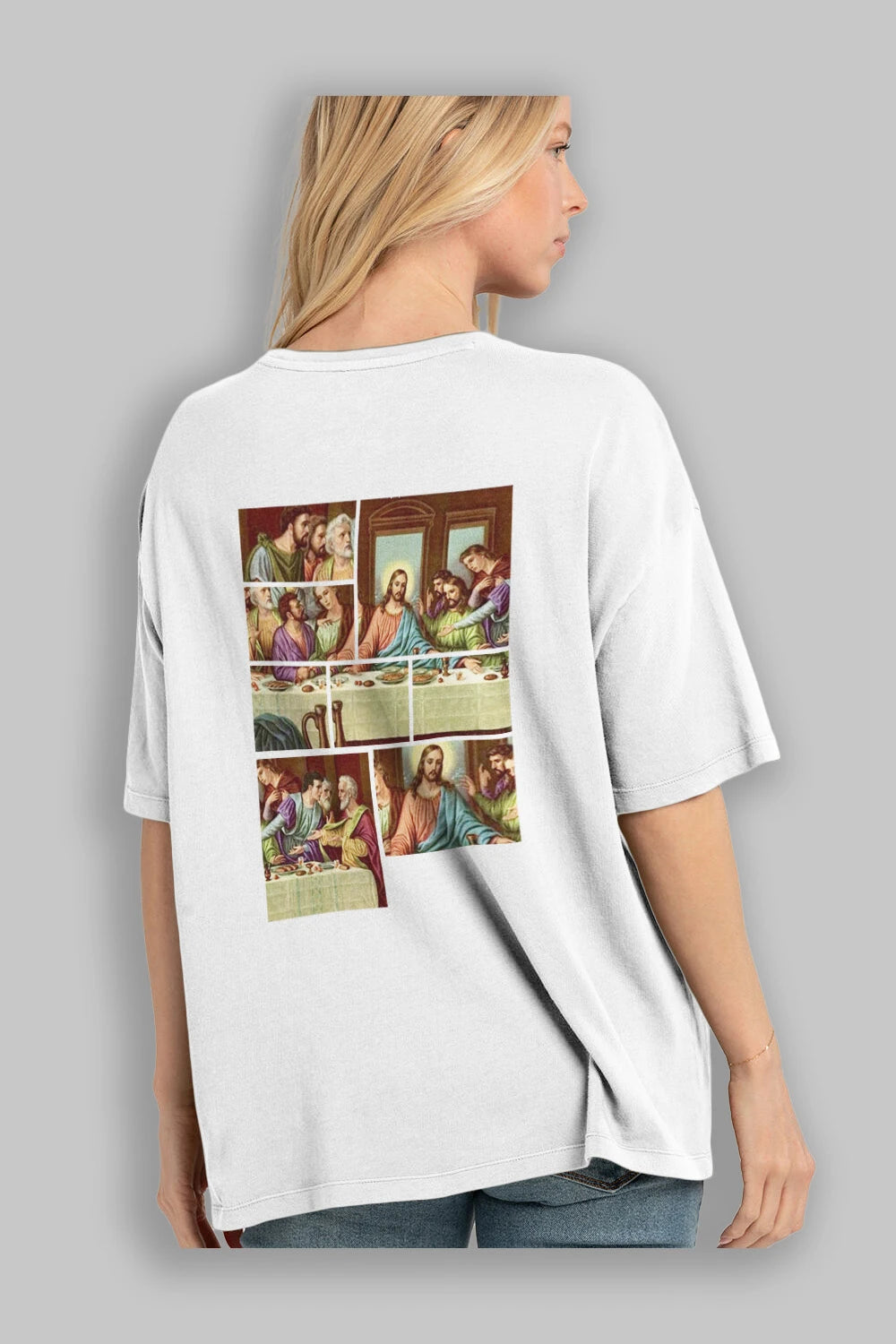 Leonardo Da Vinci Arka Baskılı Oversize t-shirt Erkek Kadın Bisiklet Yaka Pamuk tişort