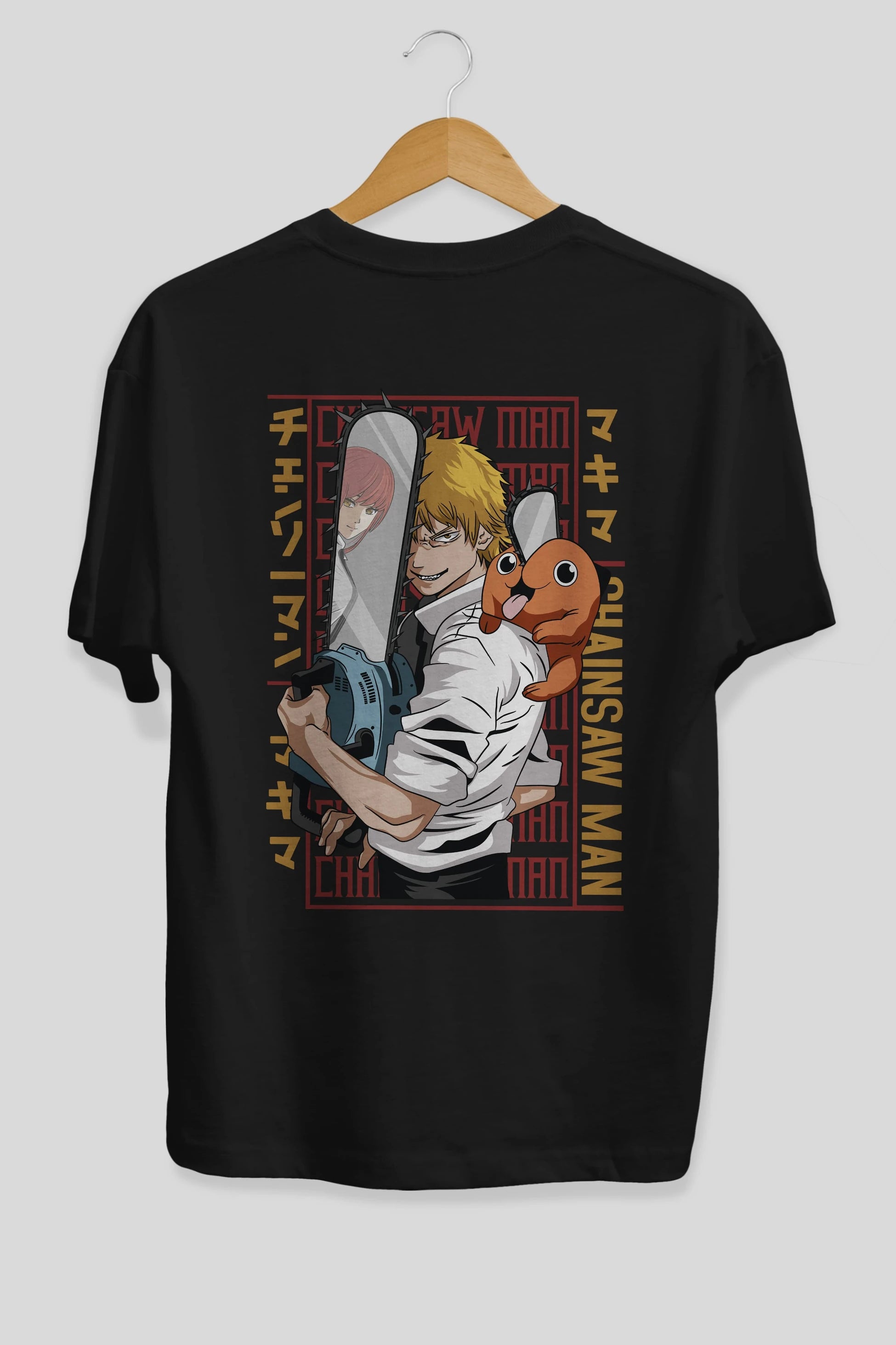 Chainsaw DENJI Anime Arka Baskılı Oversize t-shirt Erkek Kadın Unisex