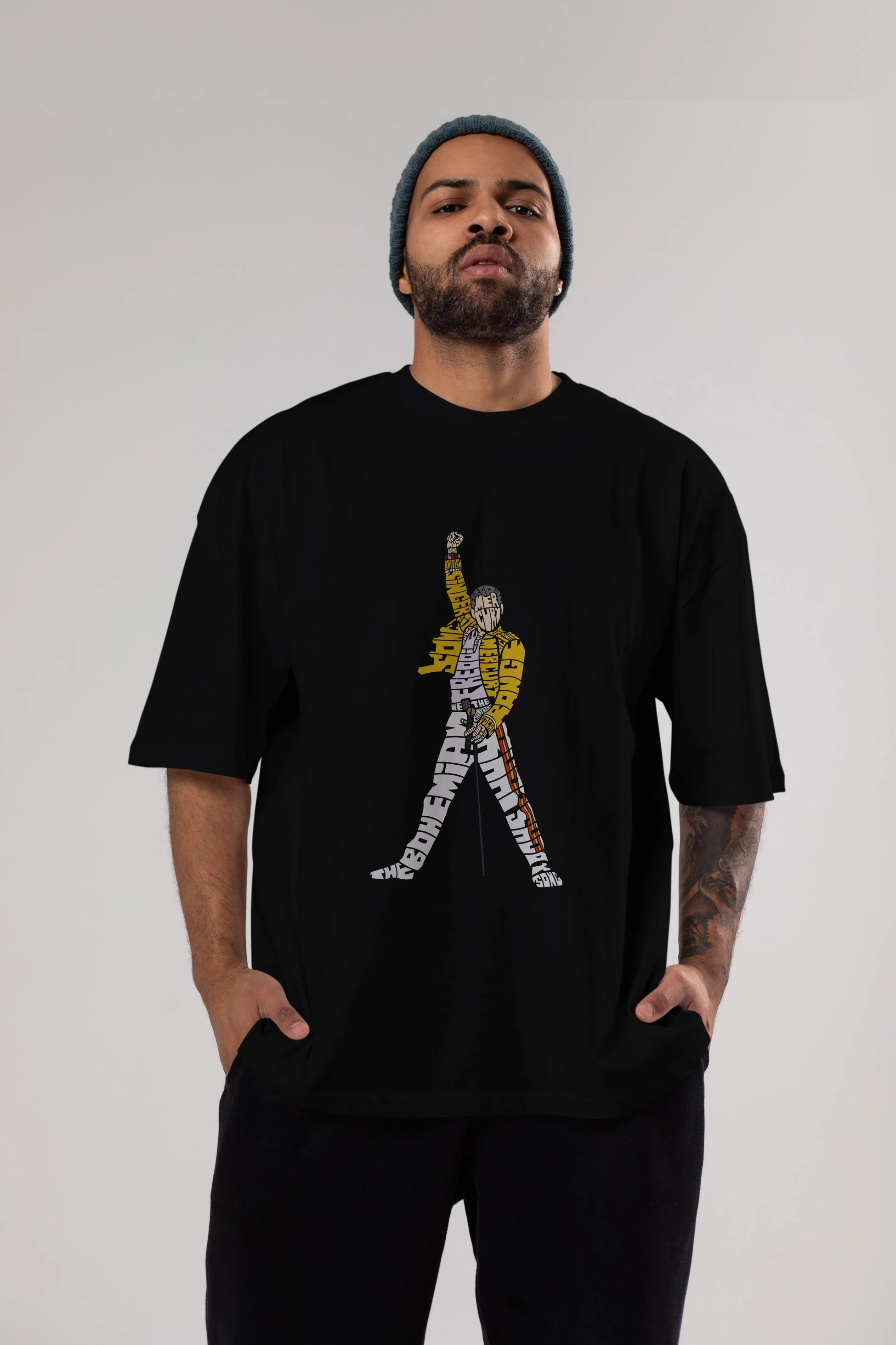 Freddy Mercury Ön Baskılı Oversize t-shirt %100 pamuk Erkek Kadın Unisex