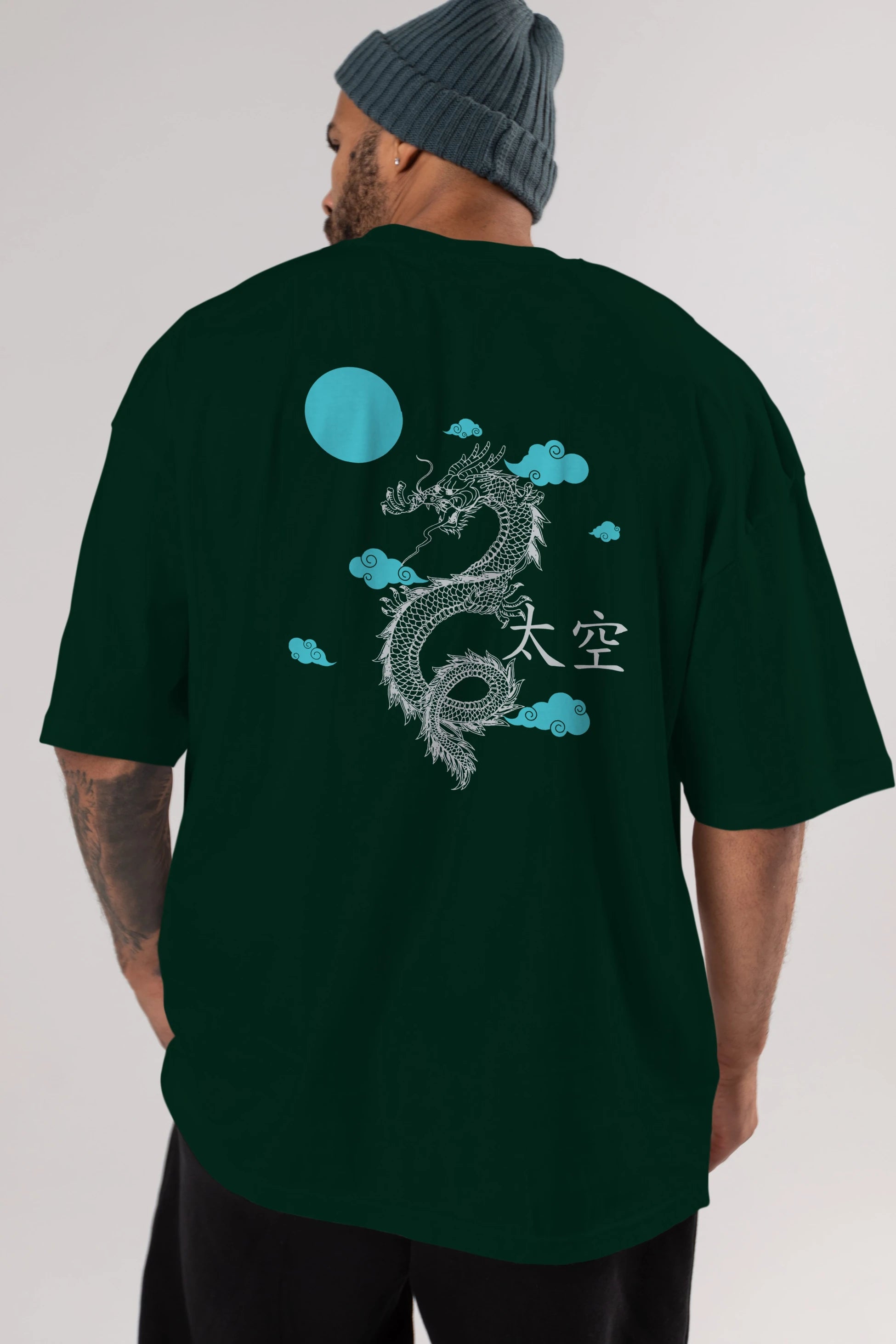 Chinese Dragon Arka Baskılı Oversize t-shirt Erkek Kadın Unisex