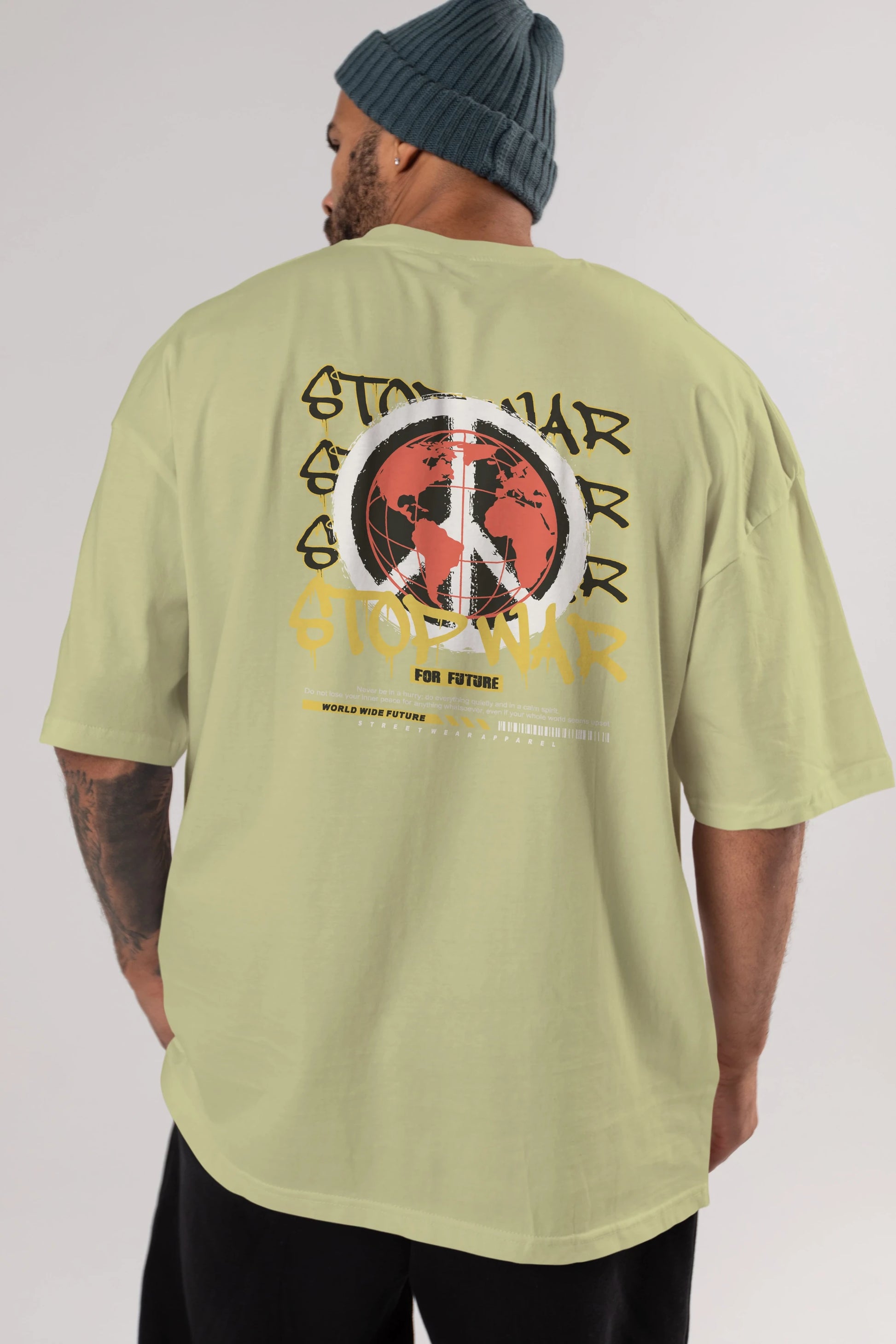 Stop War for Future Arka Baskılı Oversize t-shirt Erkek Kadın Unisex
