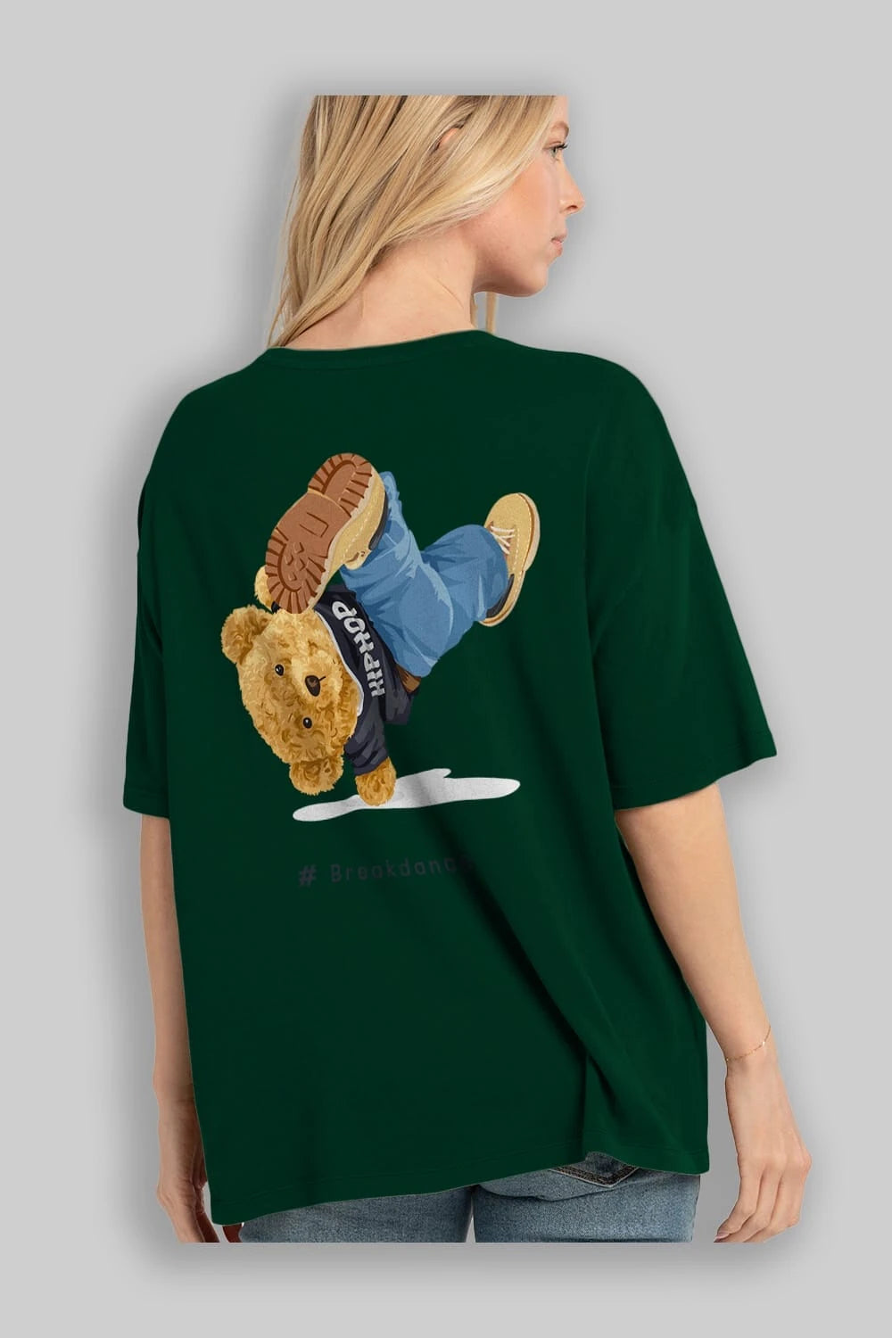 Teddy Bear Breakdance Arka Baskılı Oversize t-shirt Erkek Kadın Unisex %100 Pamuk