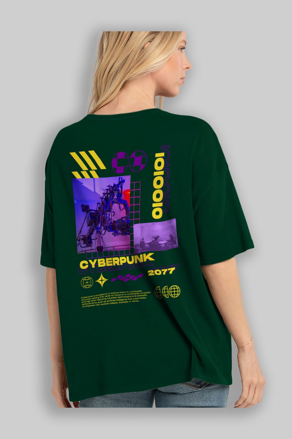 Cyberpunk Yazılı Arka Baskılı Oversize t-shirt Erkek Kadın Unisex