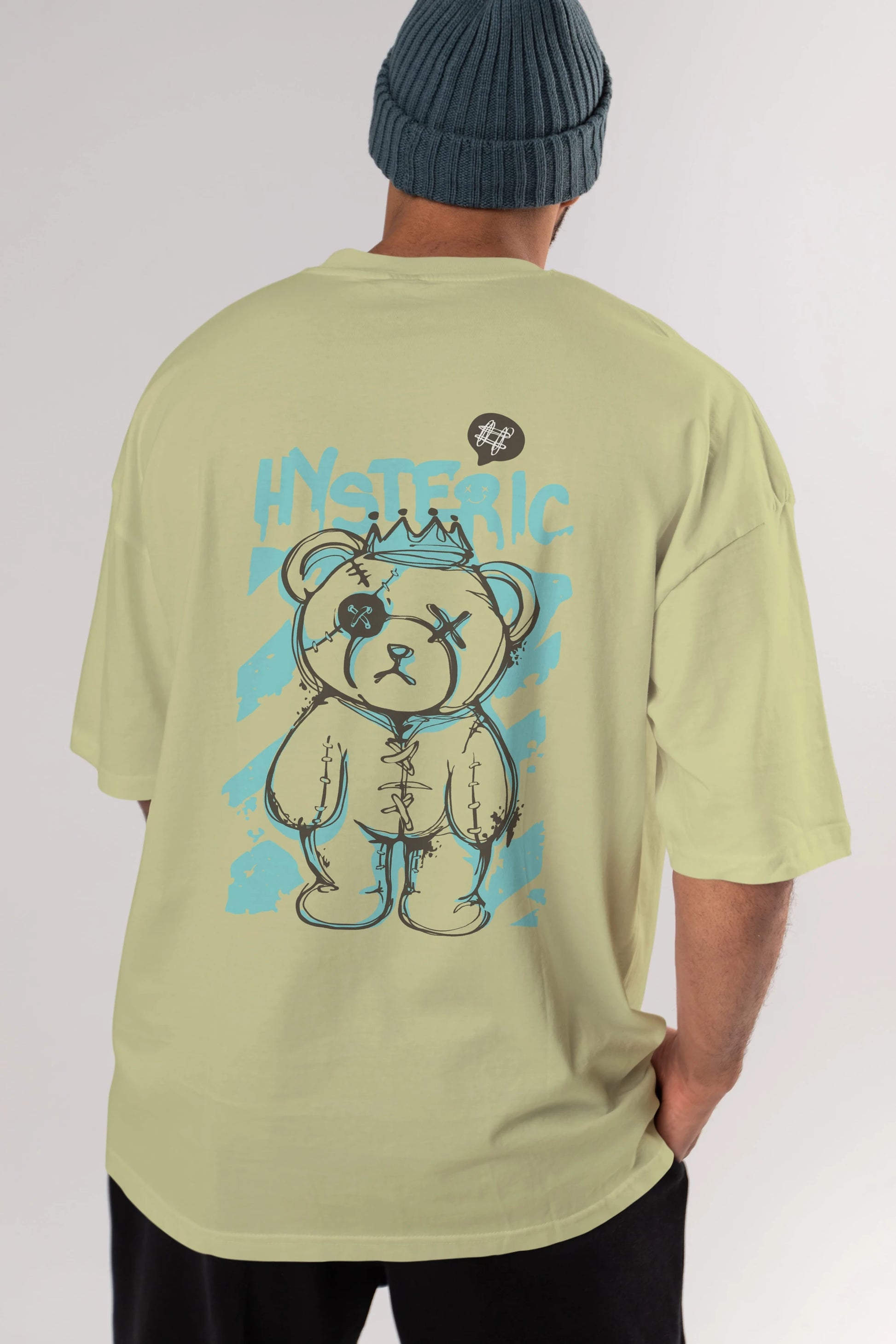 Hysteric Bear Arka Baskılı Oversize t-shirt Erkek Kadın Unisex