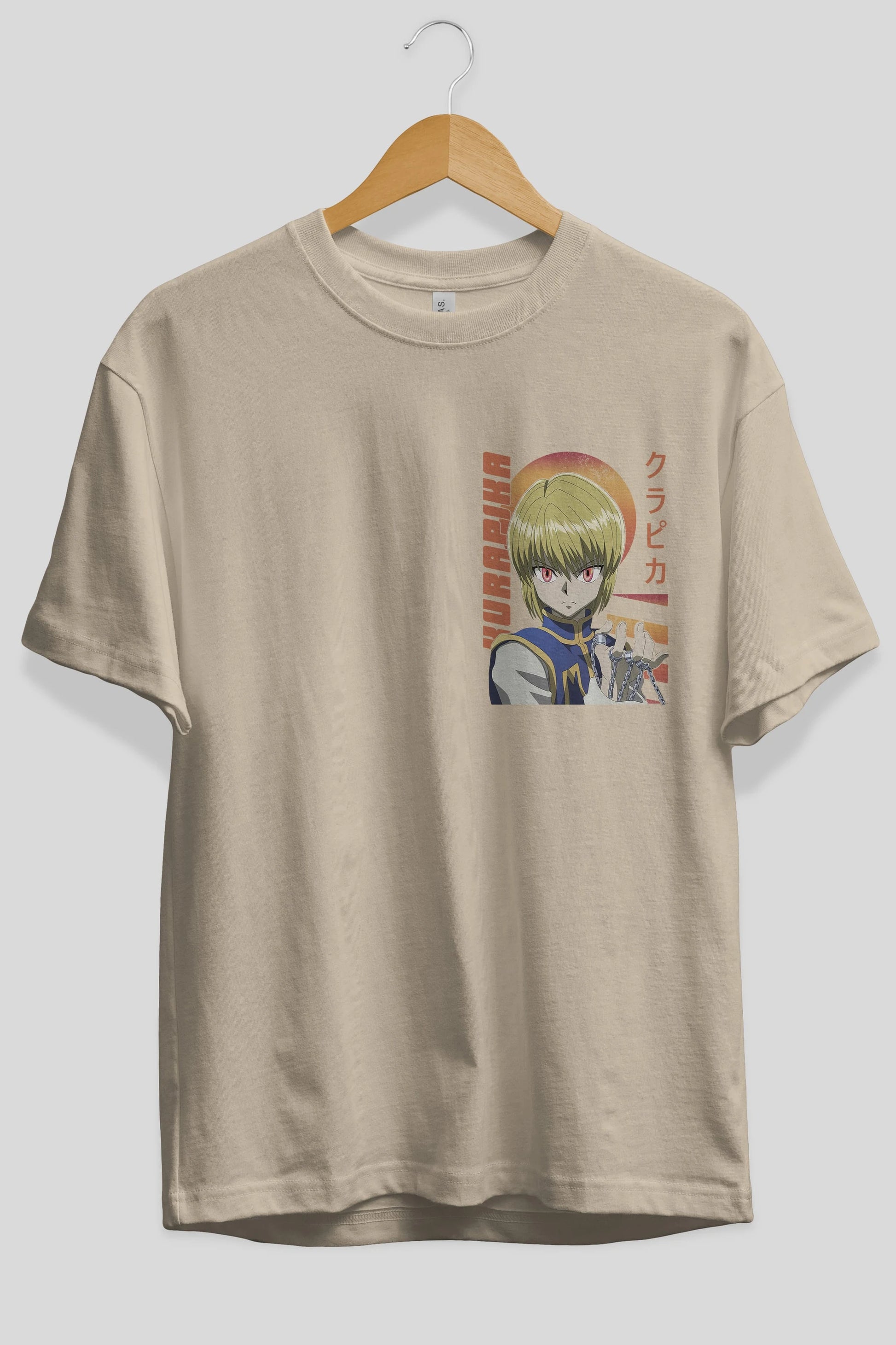 Kurapika 5 (2) Ön Sol Baskılı Oversize t-shirt Erkek Kadın Unisex %100 Pamuk Bisiklet Yaka tişort