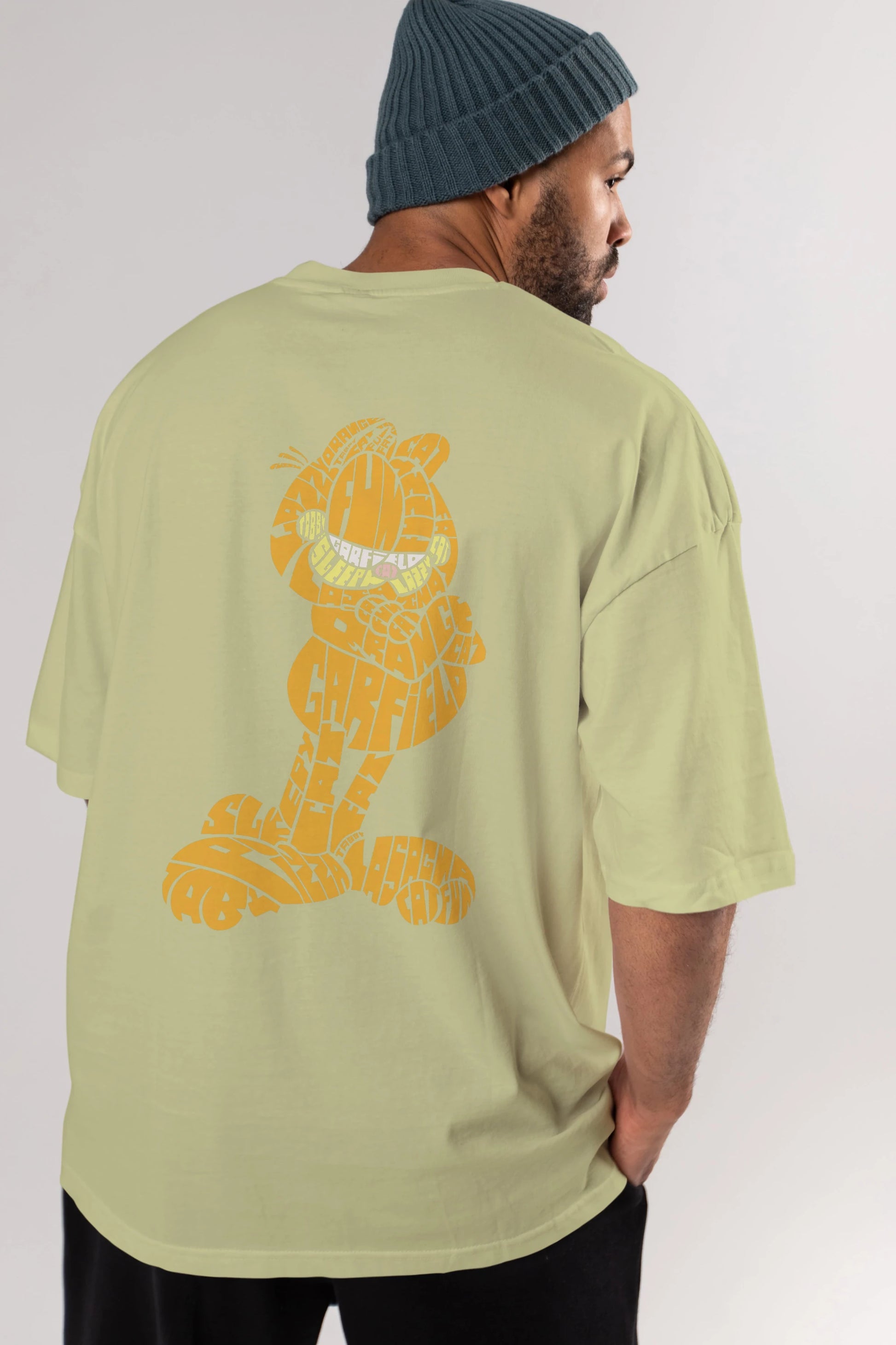Garfield Arka Baskılı Oversize t-shirt %100 pamuk Erkek Kadın Unisex