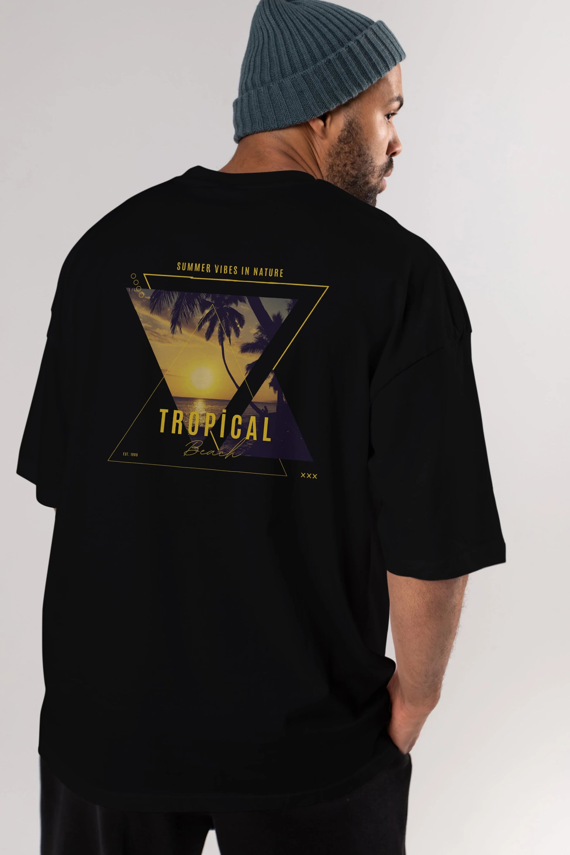 Summer Vibes Yazılı Arka Baskılı Oversize t-shirt Erkek Kadın Unisex