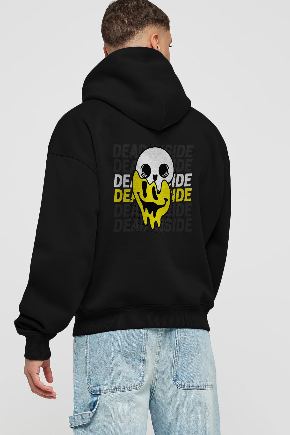 Dead Inside Yazılı Arka Baskılı Oversize Hoodie Kapüşonlu Sweatshirt Erkek Kadın Unisex