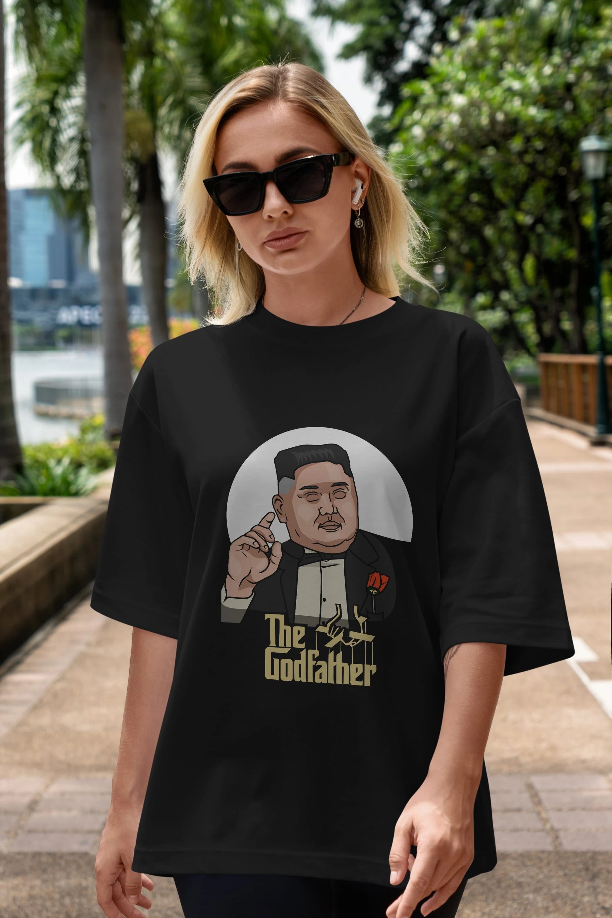 Godfather Jong Un Ön Baskılı Oversize t-shirt Erkek Kadın Unisex %100 Pamuk tişort