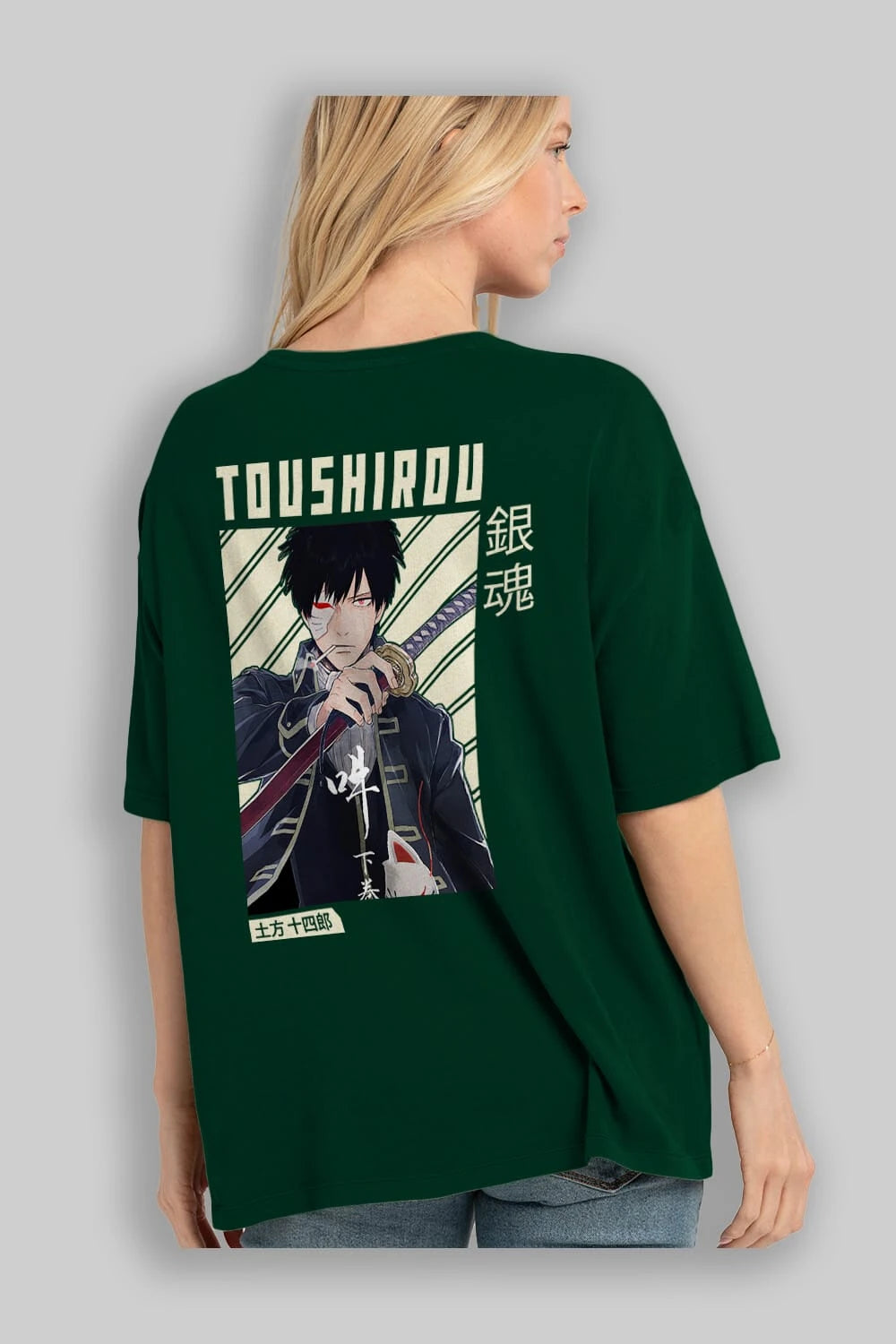 Toushirou Hijikata Anime Arka Baskılı Oversize t-shirt Erkek Kadın Unisex