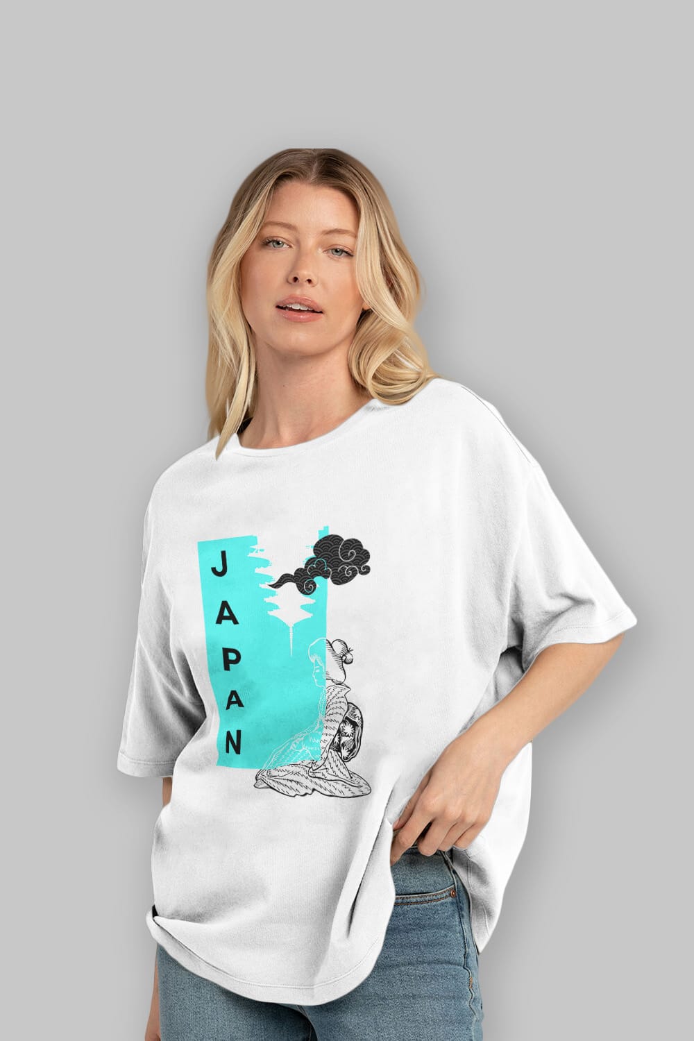 Japan Yazılı Streetwear Ön Baskılı Oversize t-shirt Erkek Kadın Unisex