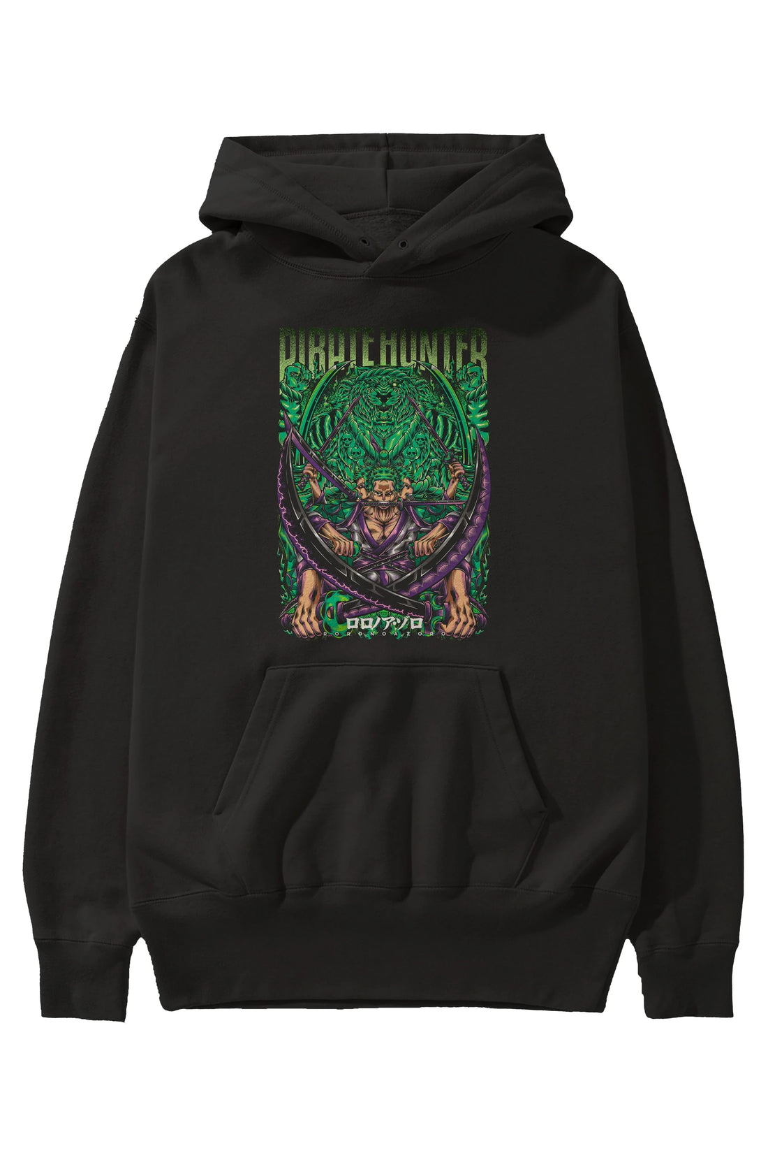 RORONOA ZORO 3 Anime Ön Baskılı Hoodie Oversize Kapüşonlu Sweatshirt Erkek Kadın Unisex