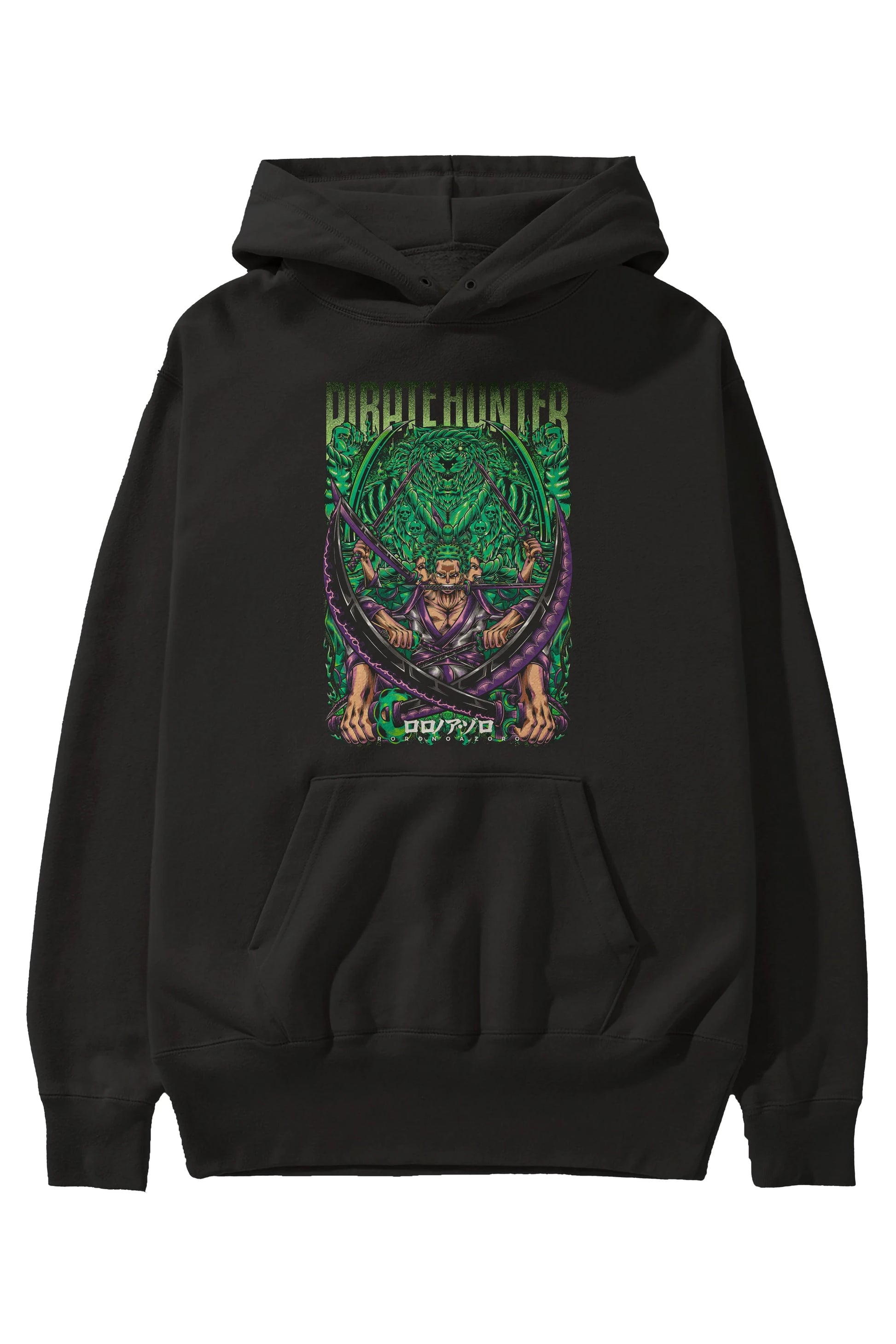 RORONOA ZORO 3 Anime Ön Baskılı Hoodie Oversize Kapüşonlu Sweatshirt Erkek Kadın Unisex