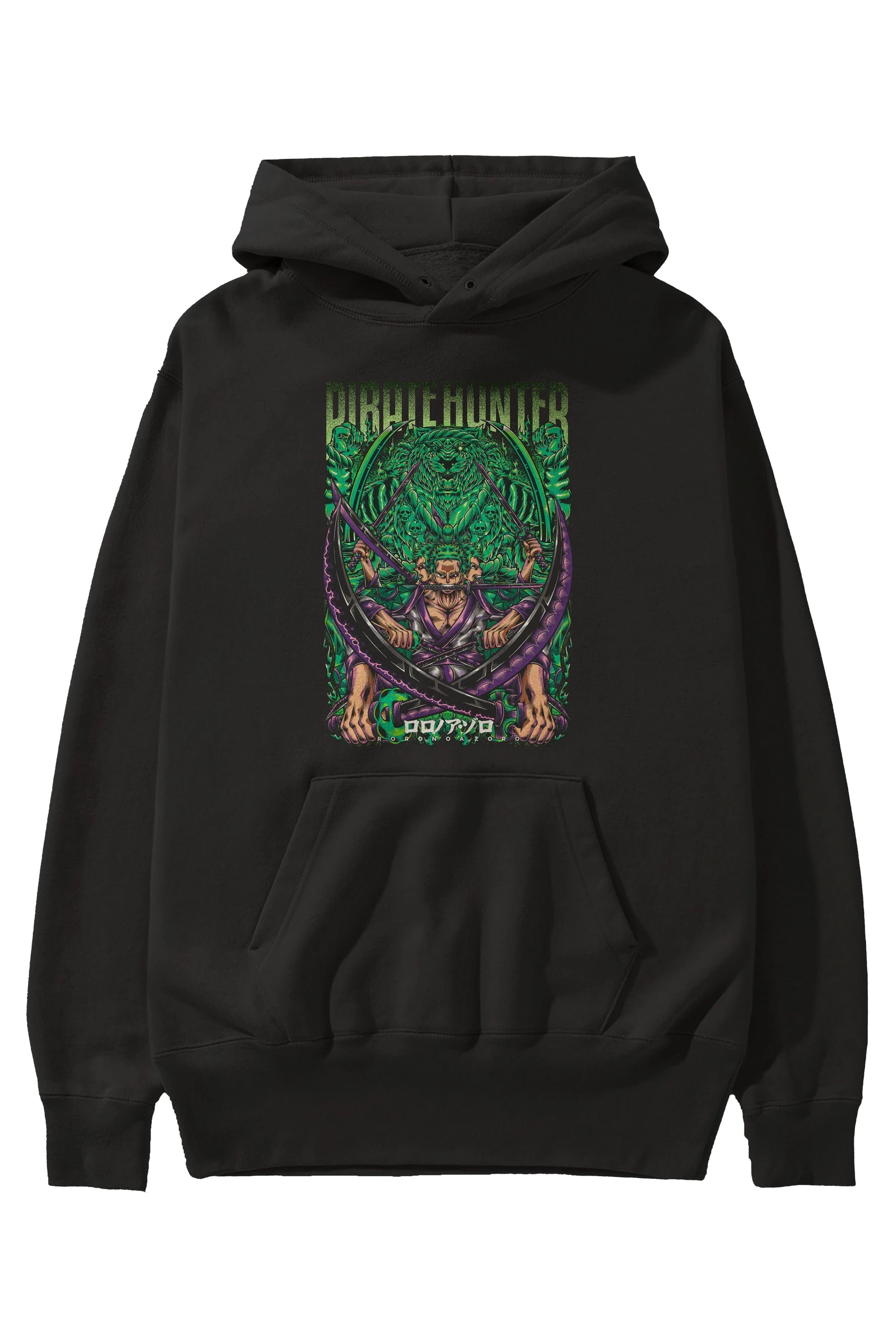 RORONOA ZORO 3 Anime Ön Baskılı Hoodie Oversize Kapüşonlu Sweatshirt Erkek Kadın Unisex