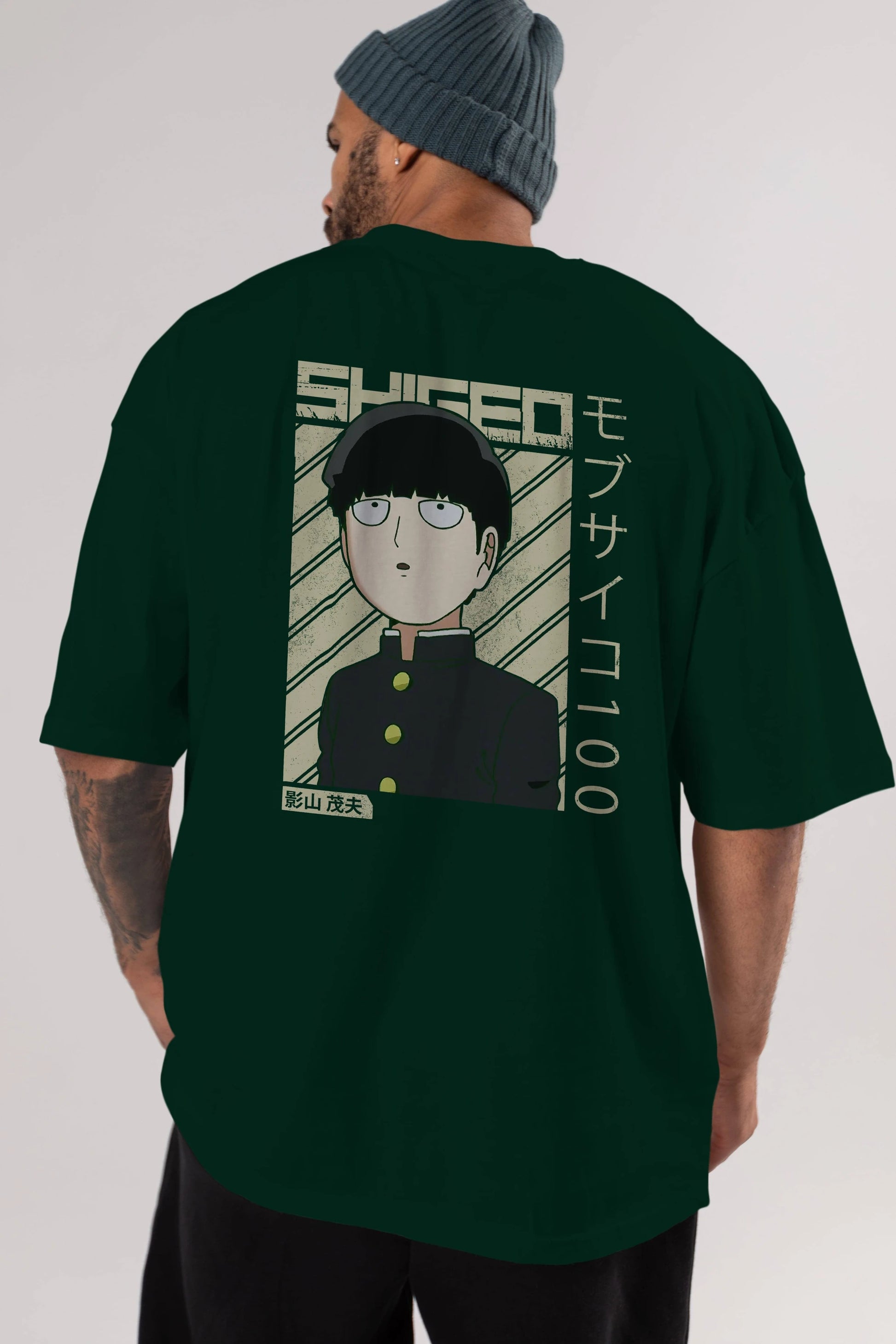 Shigeo Kageyama 2 Anime Arka Baskılı Oversize t-shirt Erkek Kadın Unisex