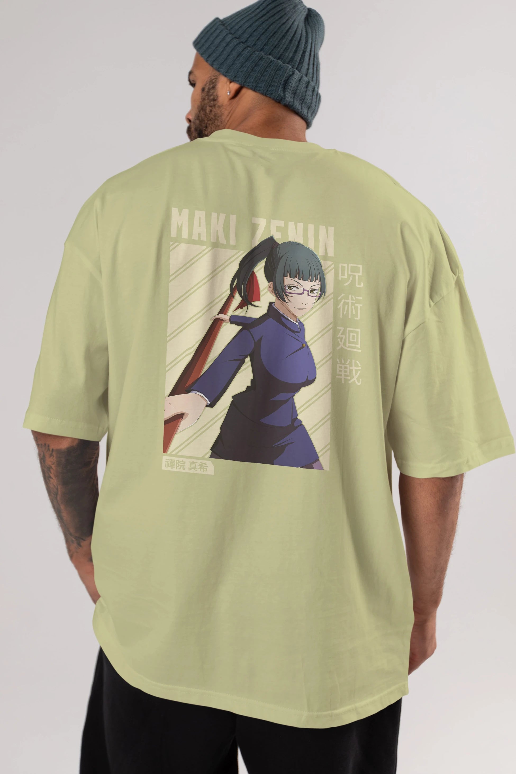 Maki Zenin CHAİNSAWMAN Anime Arka Baskılı Oversize t-shirt Erkek Kadın Unisex