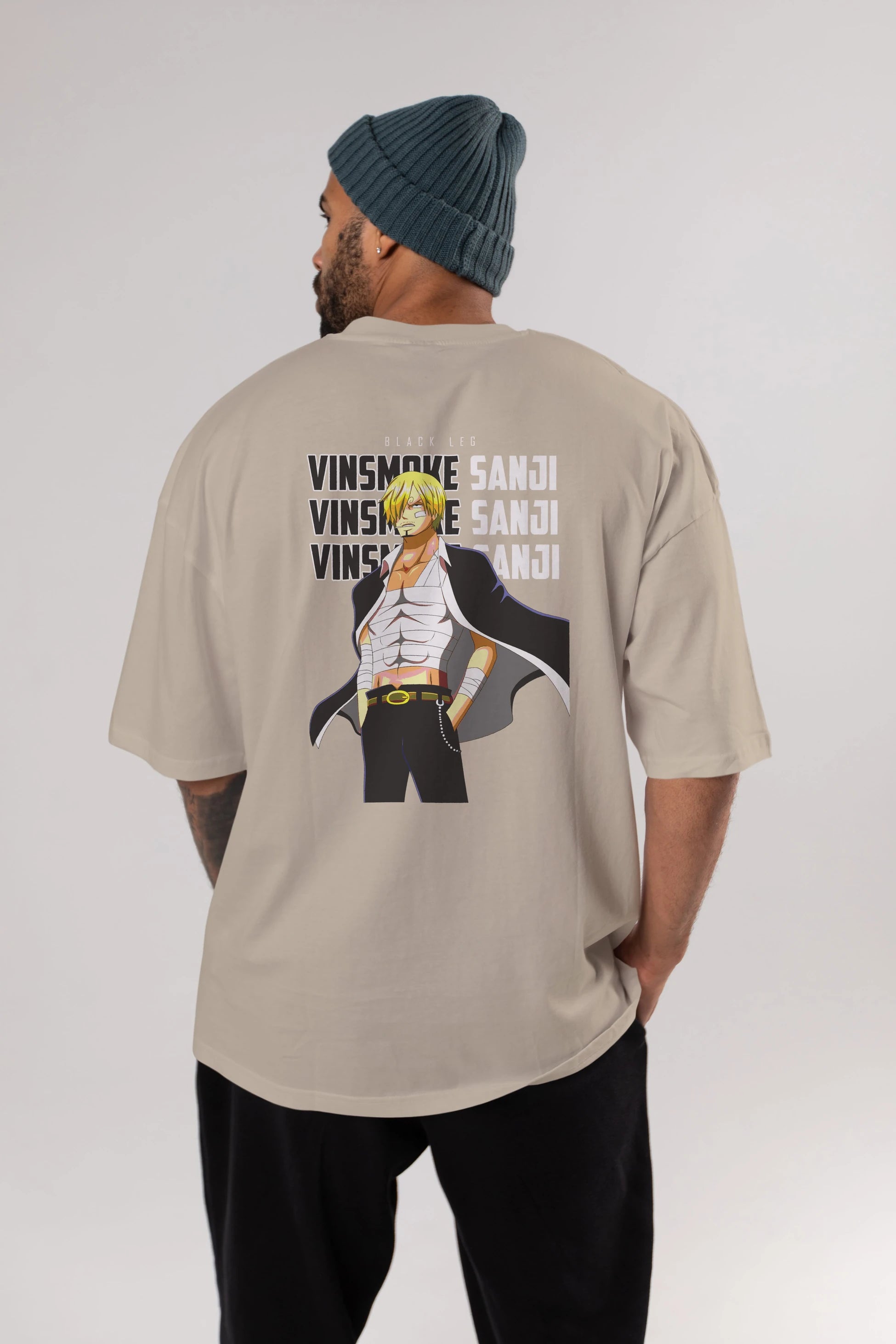 Sanji Anime Arka Baskılı Oversize t-shirt Erkek Kadın Unisex %100 pamuk tişort