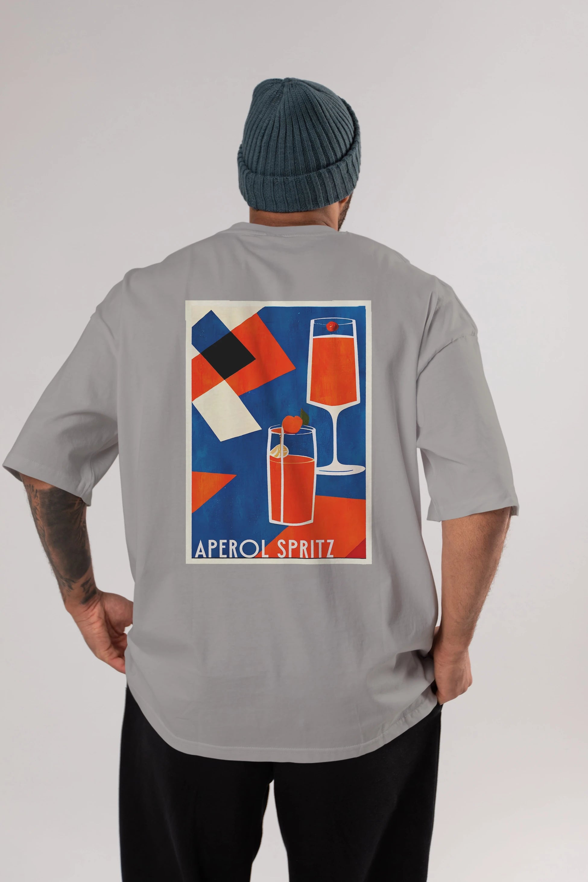 Aperol Spritz 4 Arka Baskılı Oversize t-shirt Erkek Kadın Unisex %100 Pamuk Bisiklet Yaka tişort