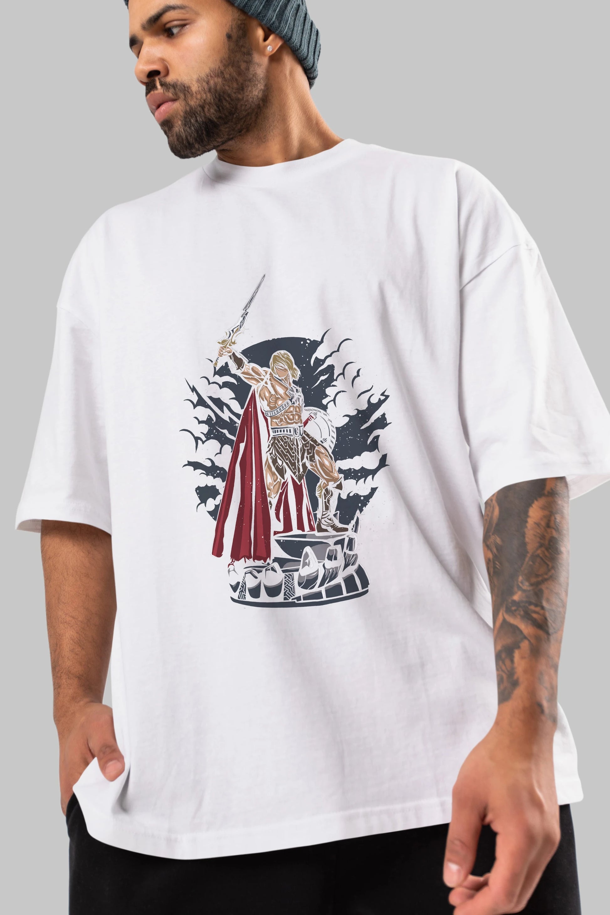Warrior Ön Baskılı Oversize t-shirt Erkek Kadın Unisex %100 Pamuk tişort