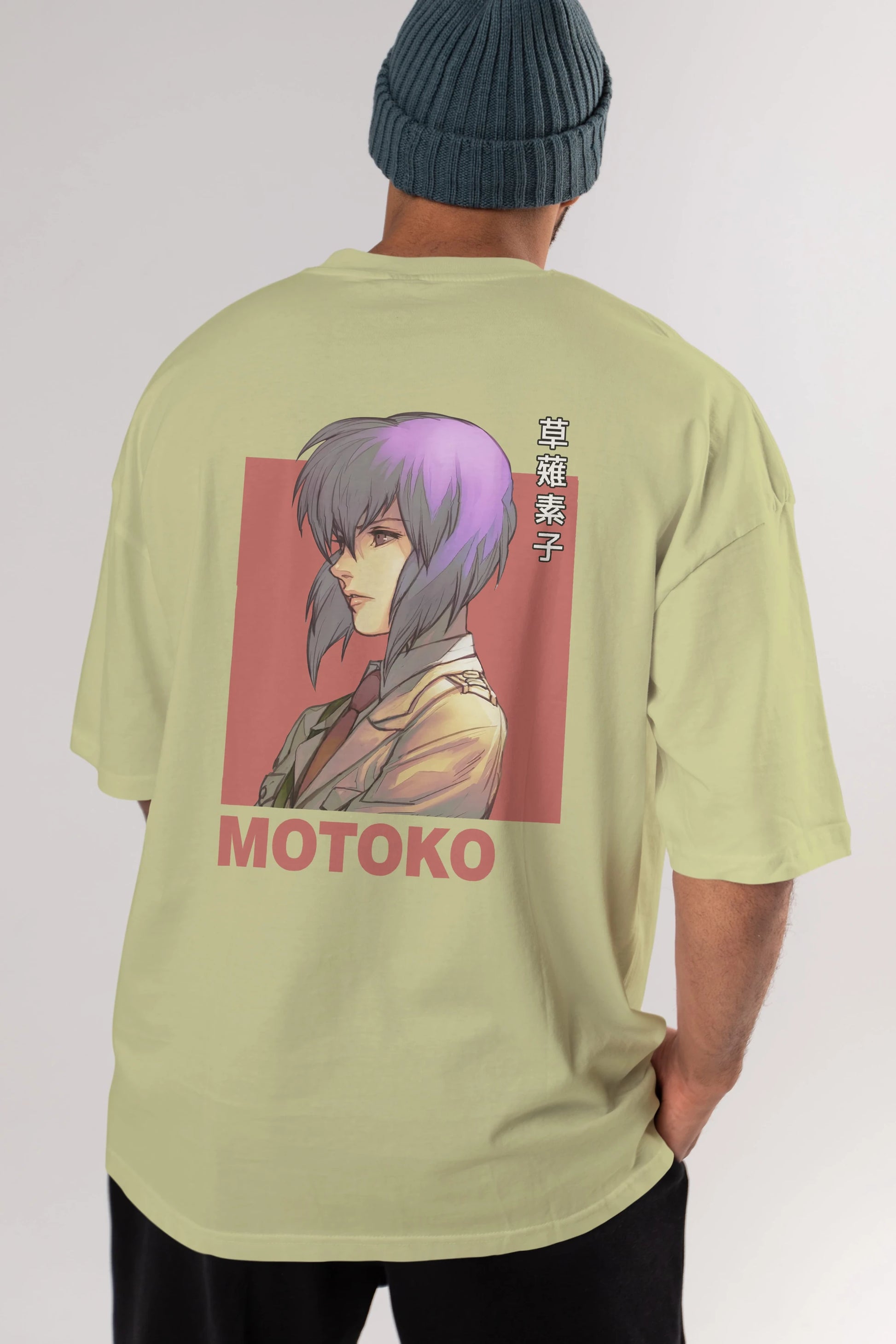 Motoko Kusanagi 12 Anime Arka Baskılı Oversize t-shirt Erkek Kadın Unisex