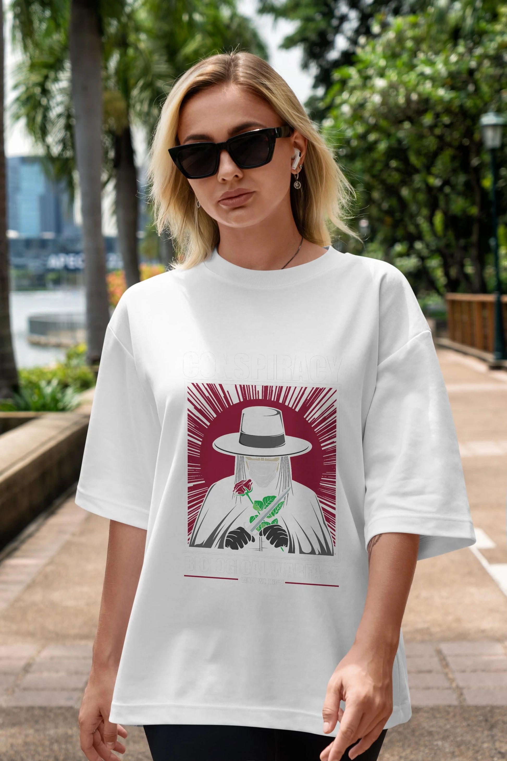Vendetta Masker Ön Baskılı Oversize t-shirt Erkek Kadın Unisex %100 Pamuk tişort