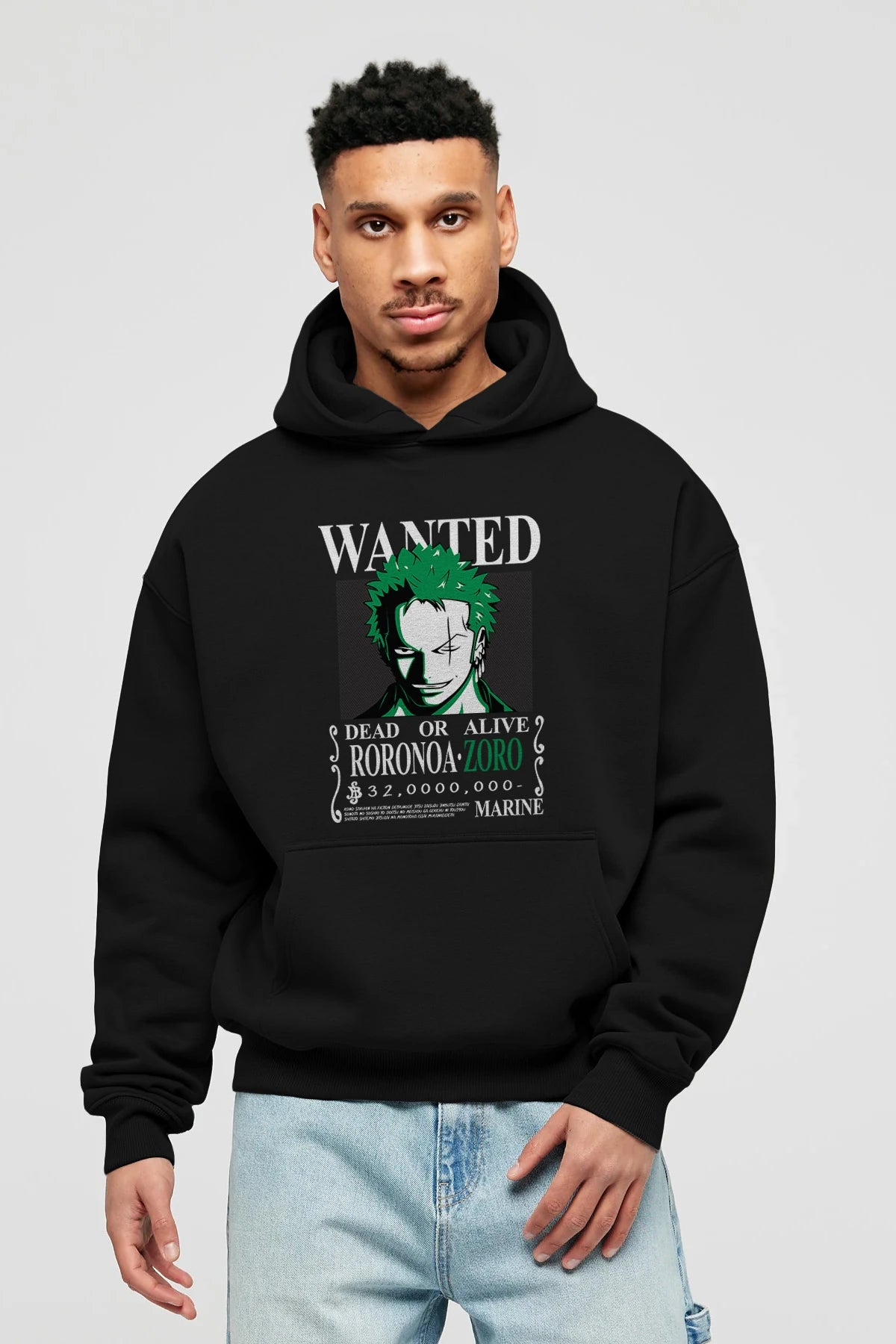 Roronoa Zoro Anime Ön Baskılı Hoodie Oversize Kapüşonlu Sweatshirt Erkek Kadın Unisex