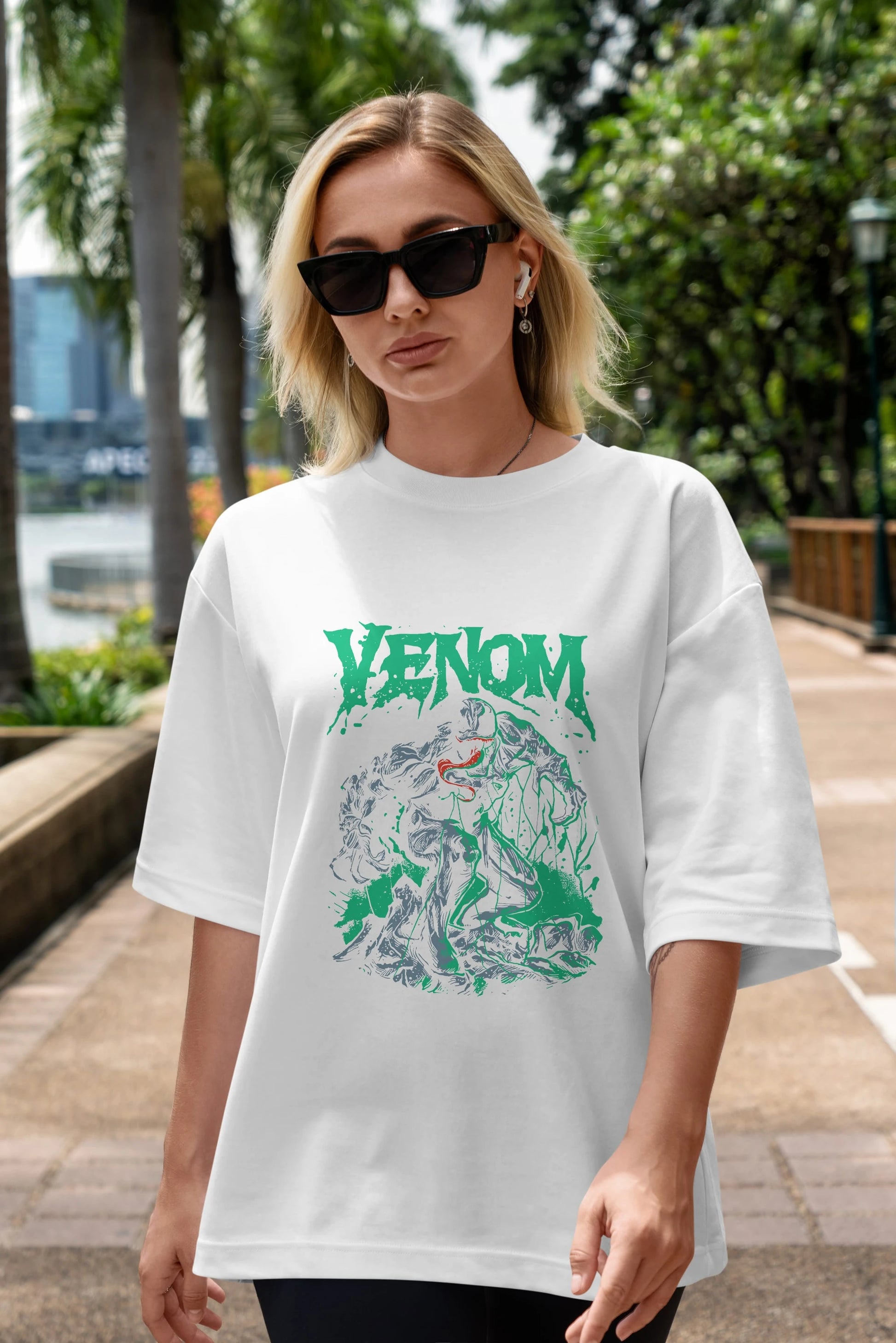 Venom (3) Ön Baskılı Oversize t-shirt Erkek Kadın Unisex %100 Pamuk Bisiklet Yaka tişort