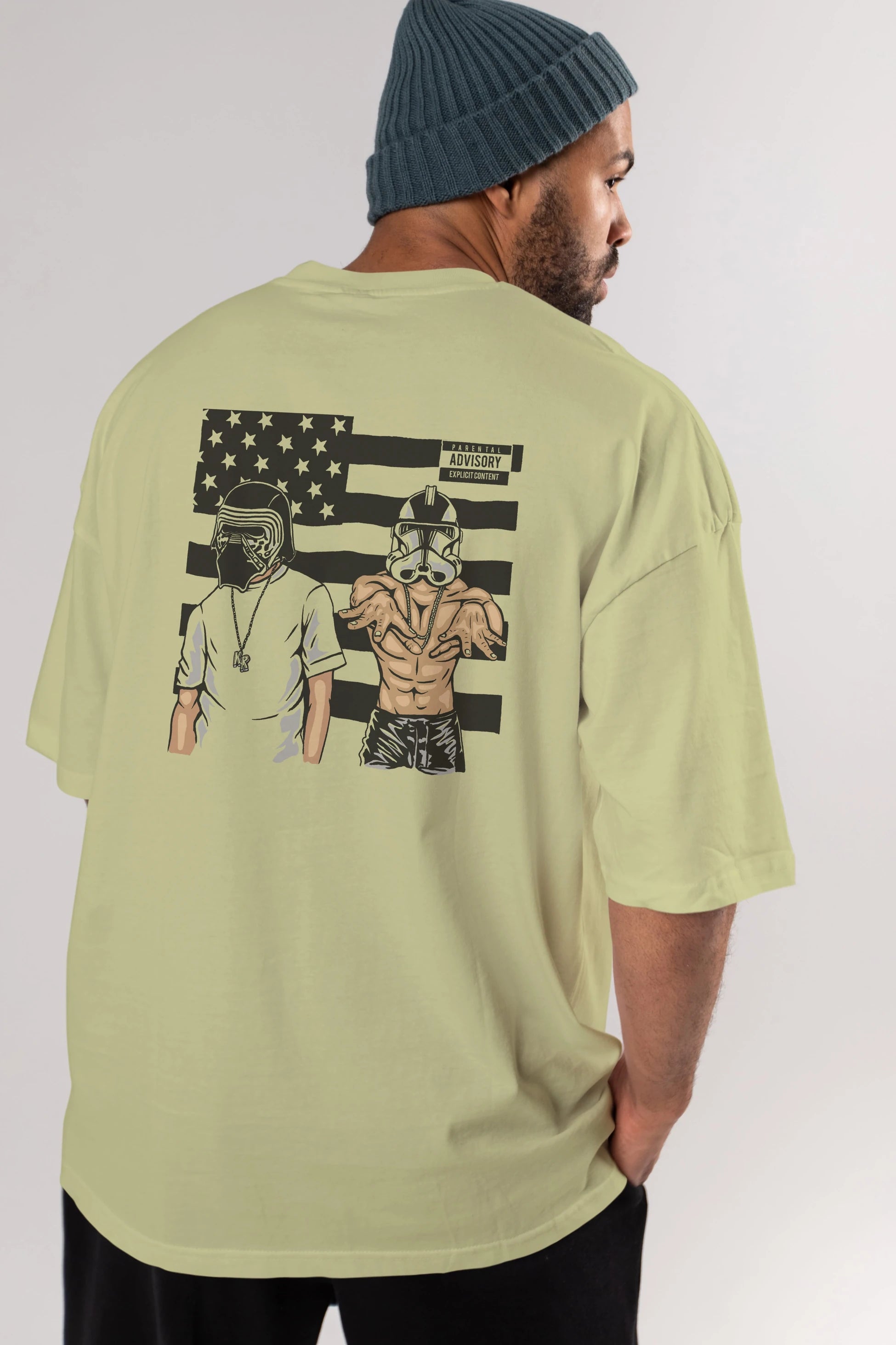 Darkonia Arka Baskılı Oversize t-shirt Erkek Kadın Unisex %100 Pamuk