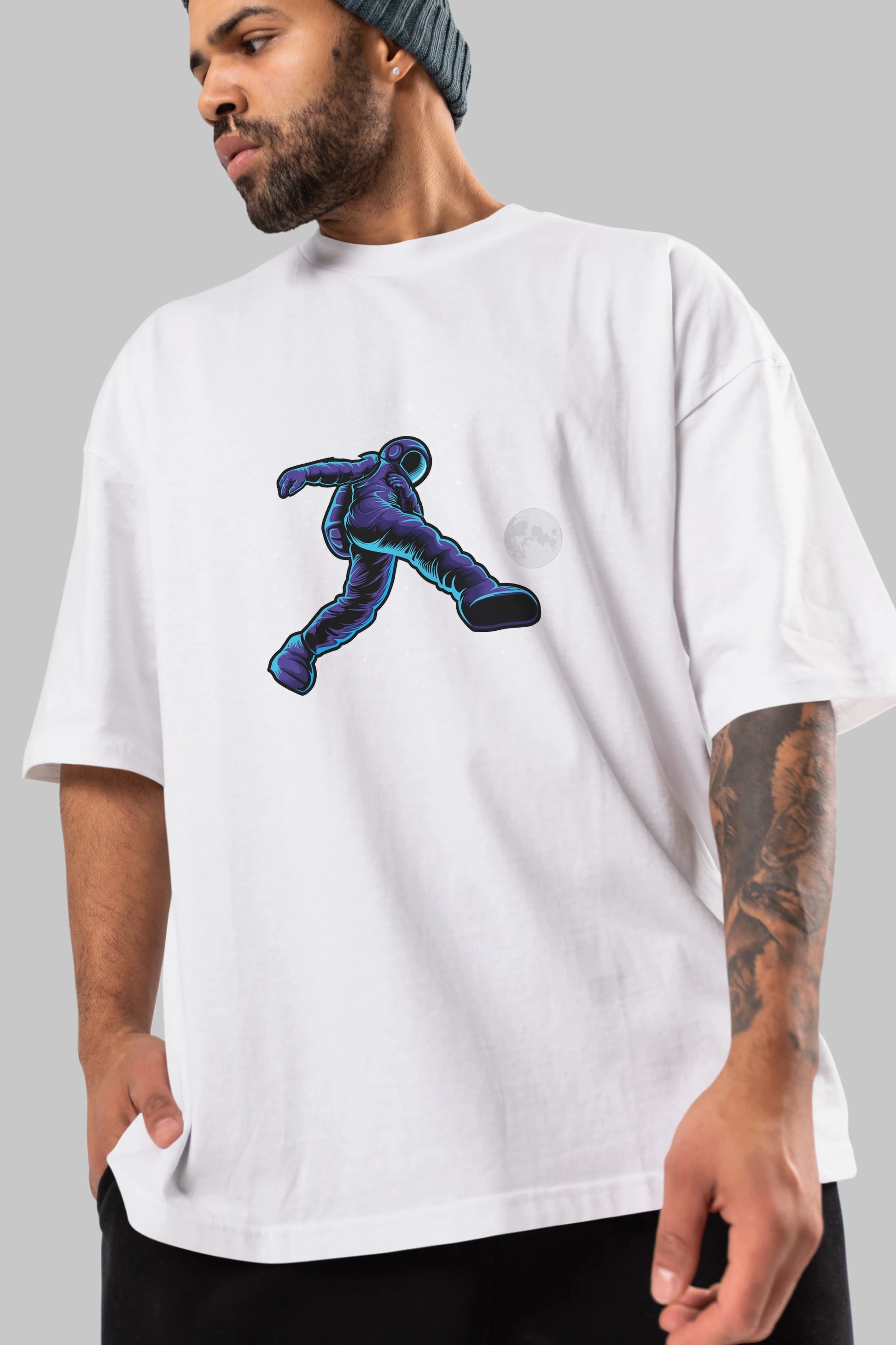 Astroball in Space Ön Baskılı Oversize t-shirt Erkek Kadın Unisex
