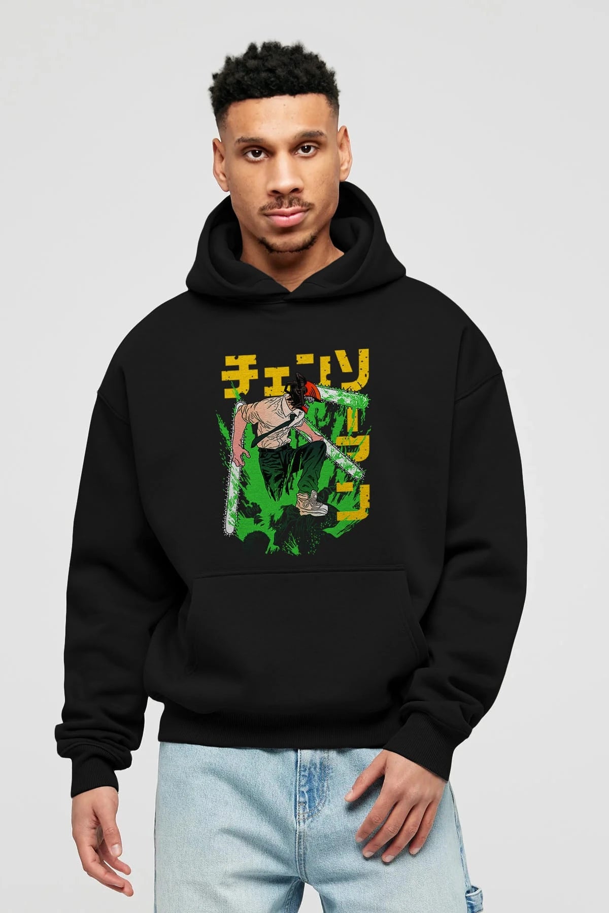 CHAINSAWMAN DENJI Anime Ön Baskılı Hoodie Oversize Kapüşonlu Sweatshirt Erkek Kadın Unisex