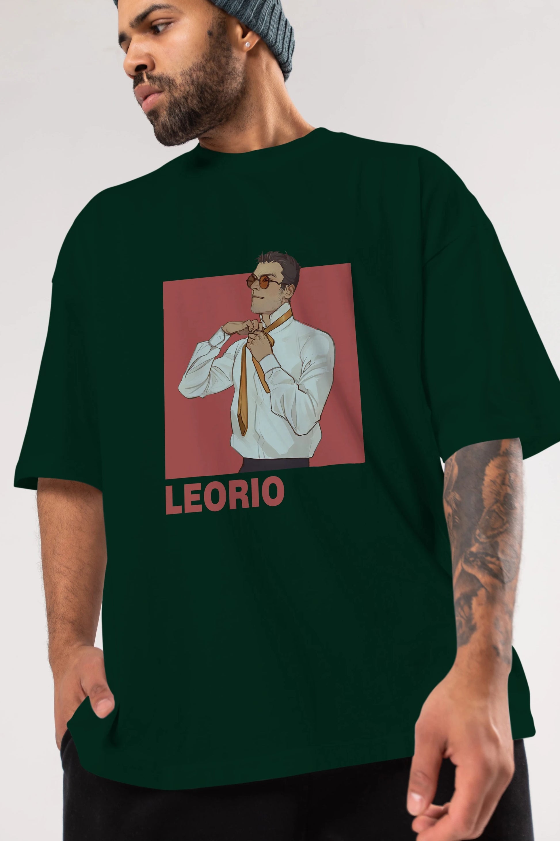 Leorio Paladiknight 5 Anime Ön Baskılı Oversize t-shirt %100 pamuk Erkek Kadın Unisex