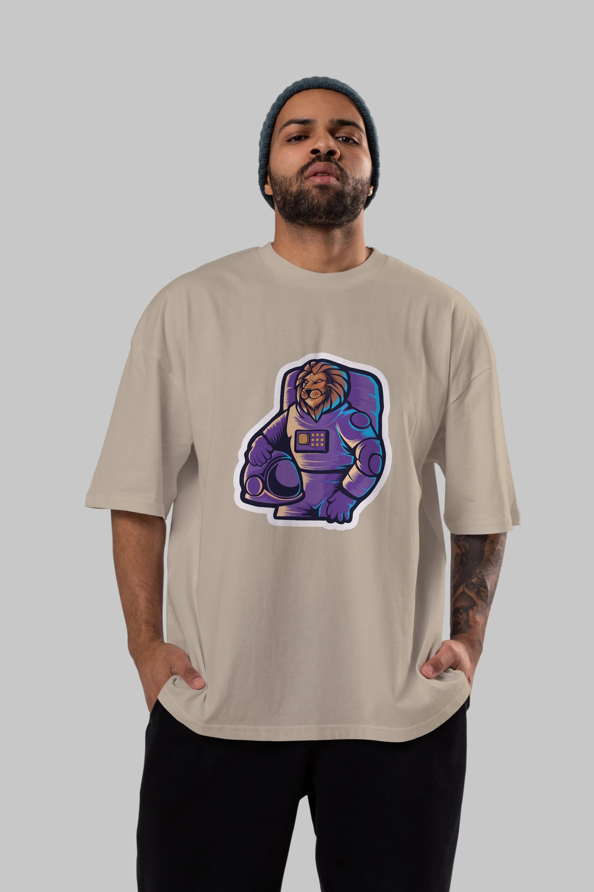 Astroking Sticker Ön Baskılı Oversize t-shirt Erkek Kadın Unisex