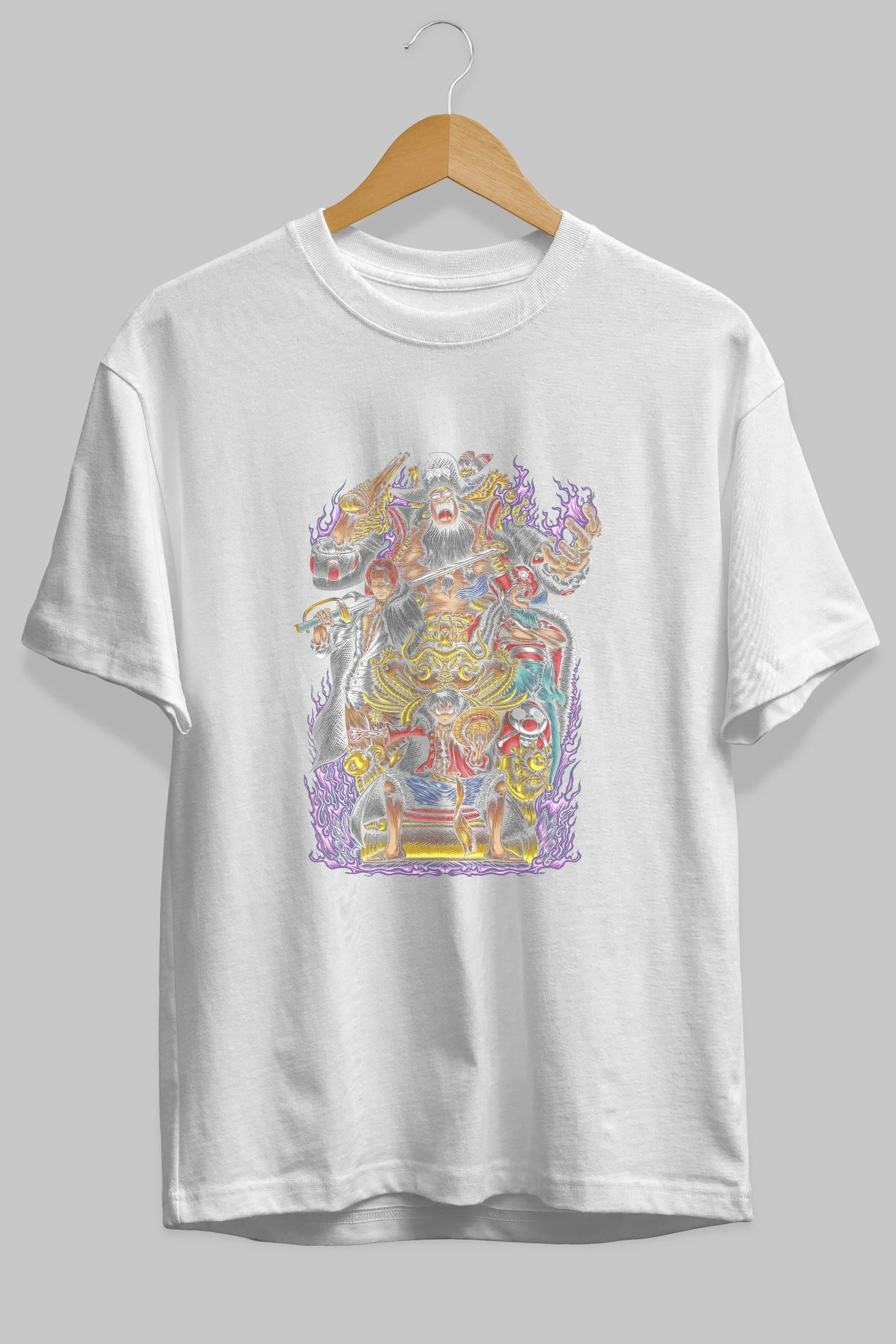 ONE PIECE (8) Anime Ön Baskılı Oversize t-shirt %100 pamuk Erkek Kadın Unisex