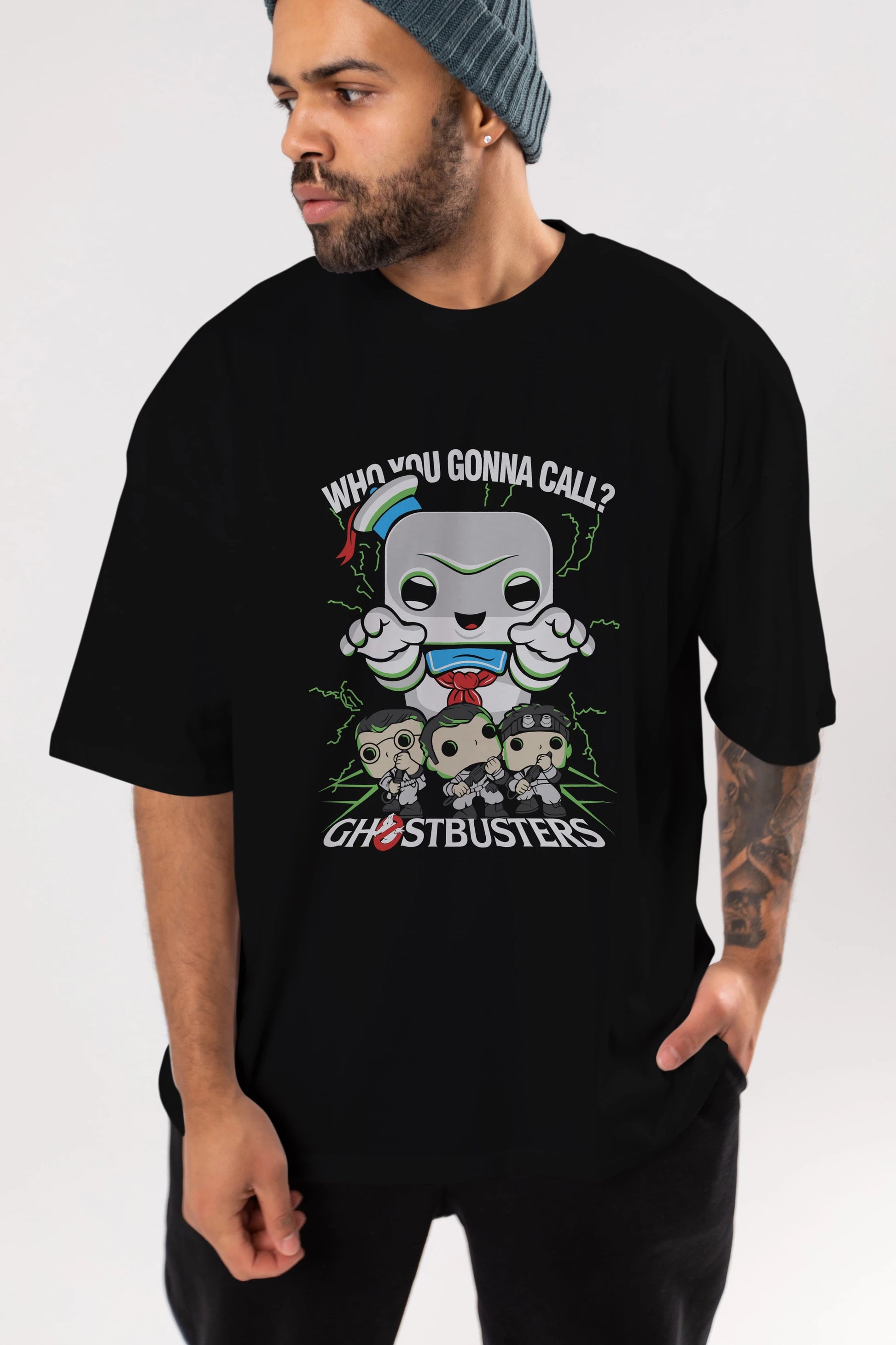 Ghostbusters Ön Baskılı Oversize t-shirt Erkek Kadın Unisex %100 Pamuk Bisiklet Yaka tişort
