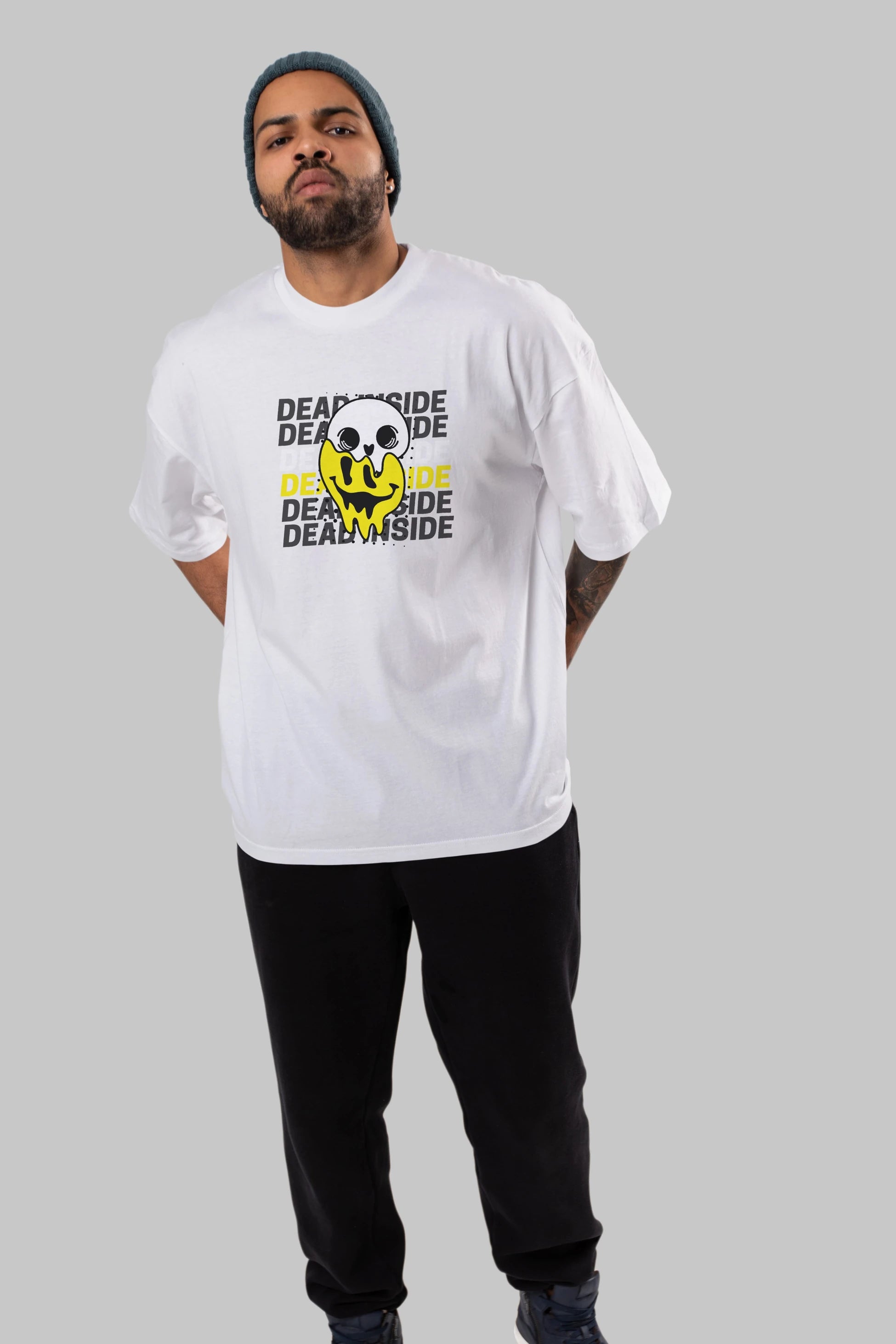 Dead Inside Yazılı Ön Baskılı Oversize t-shirt Erkek Kadın Unisex