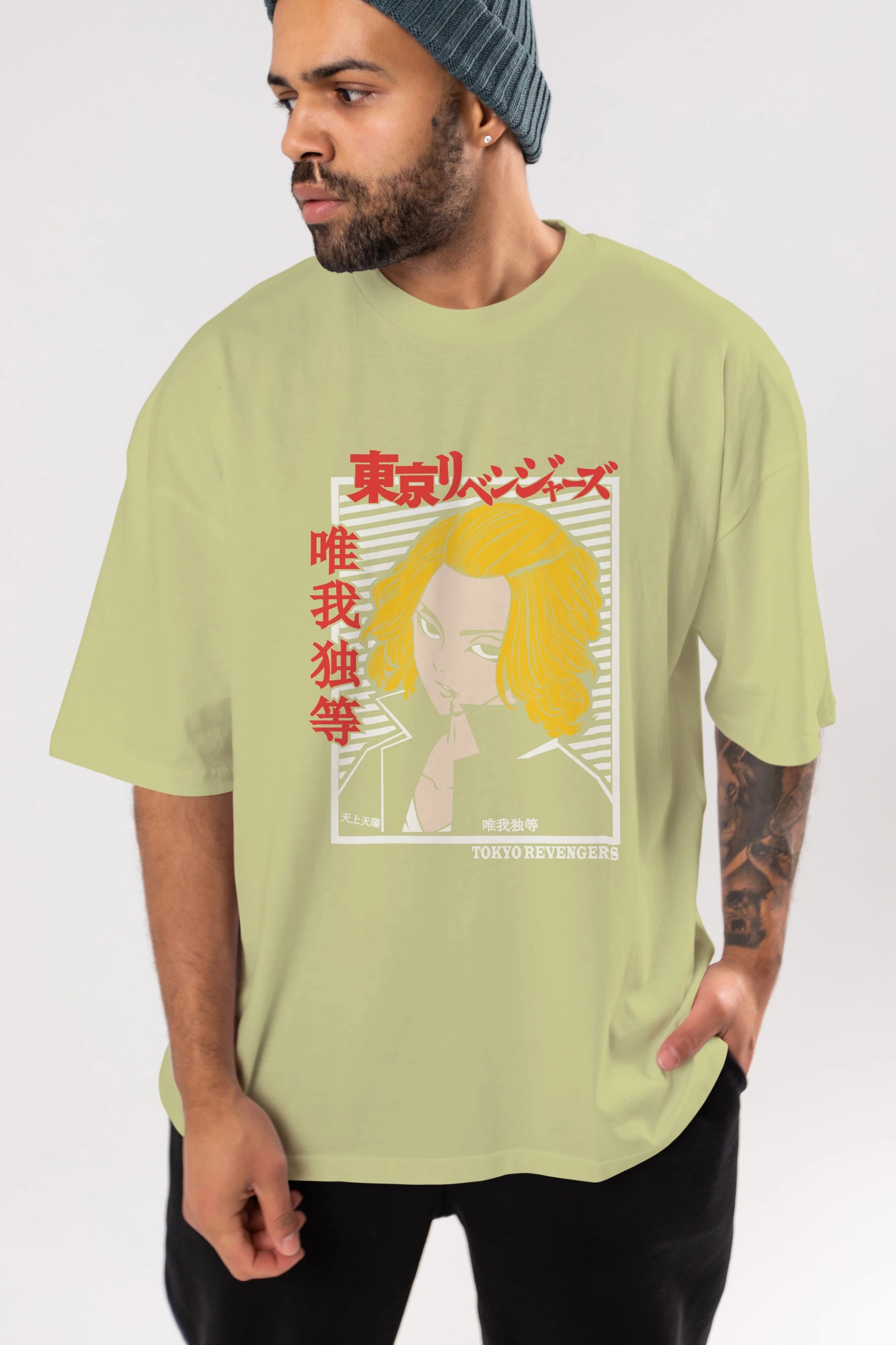 TokyoRev. M Anime Ön Baskılı Oversize t-shirt %100 pamuk Erkek Kadın Unisex
