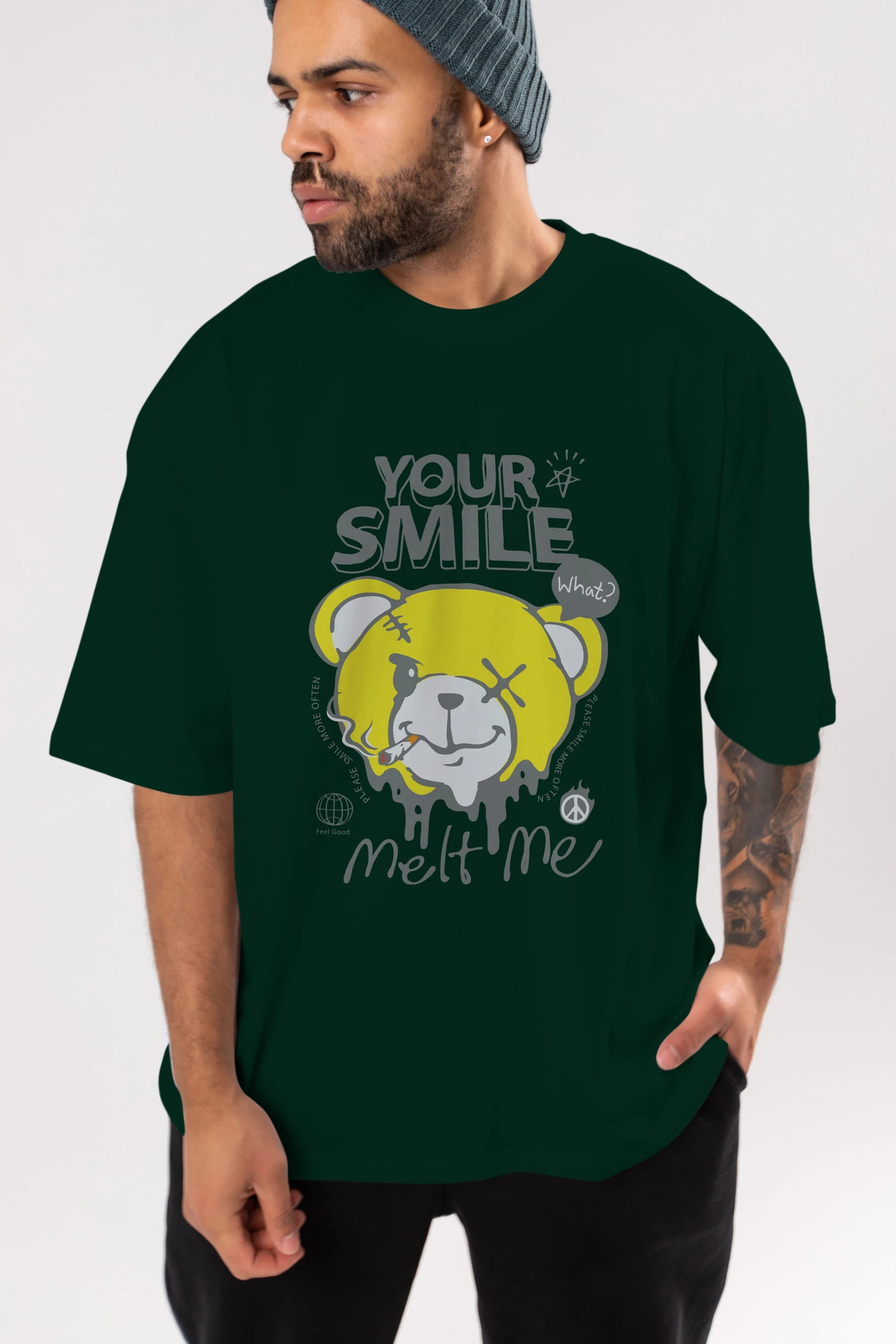 Your Smile Bear Ön Baskılı Oversize t-shirt Erkek Kadın Unisex