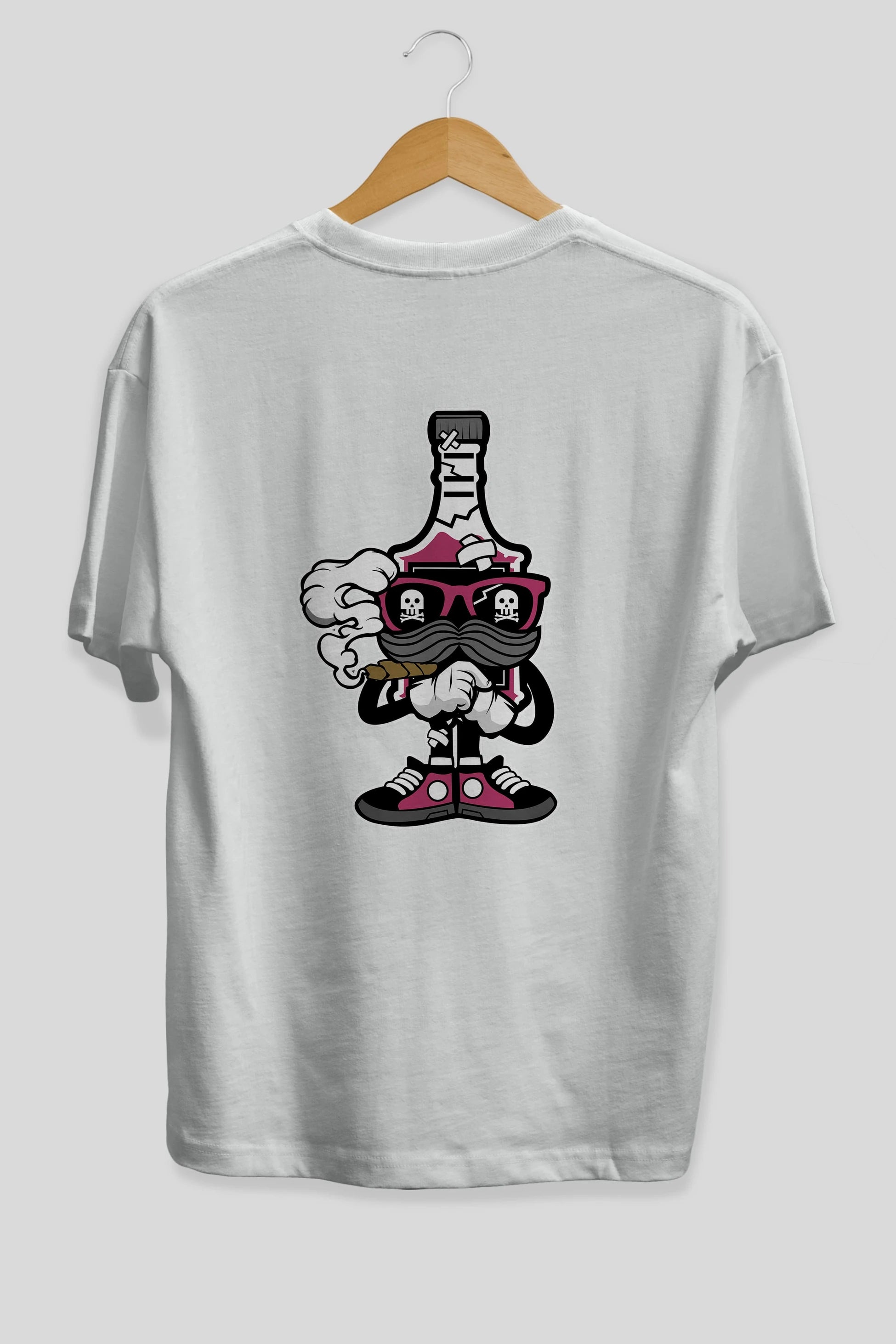 Vodka Bottle Arka Baskılı Oversize t-shirt Erkek Kadın Unisex %100 Pamuk tişort