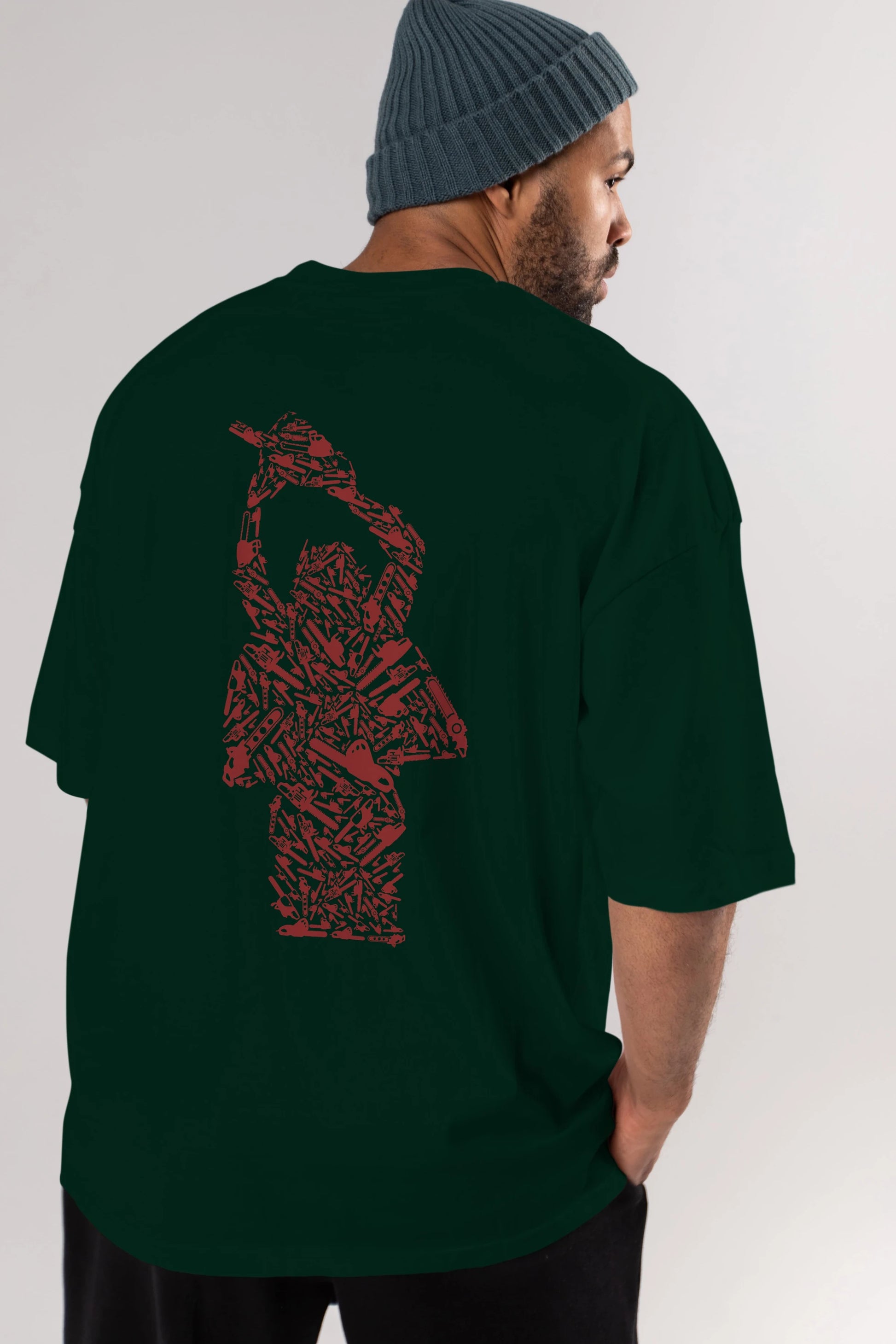 Chainsaw Arka Baskılı Oversize t-shirt %100 pamuk Erkek Kadın Unisex