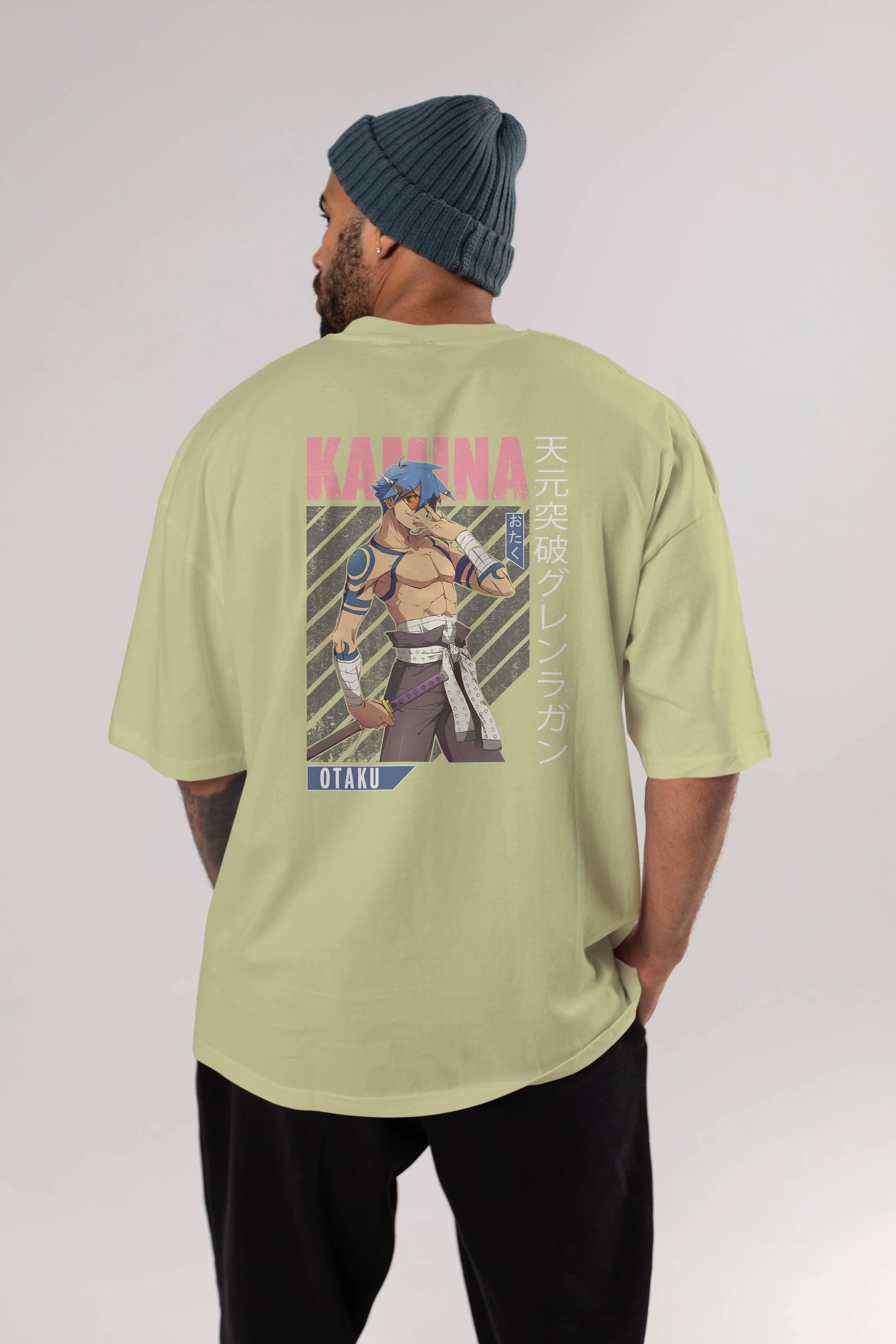 Kamina 5 Anime Arka Baskılı Oversize t-shirt Erkek Kadın Unisex