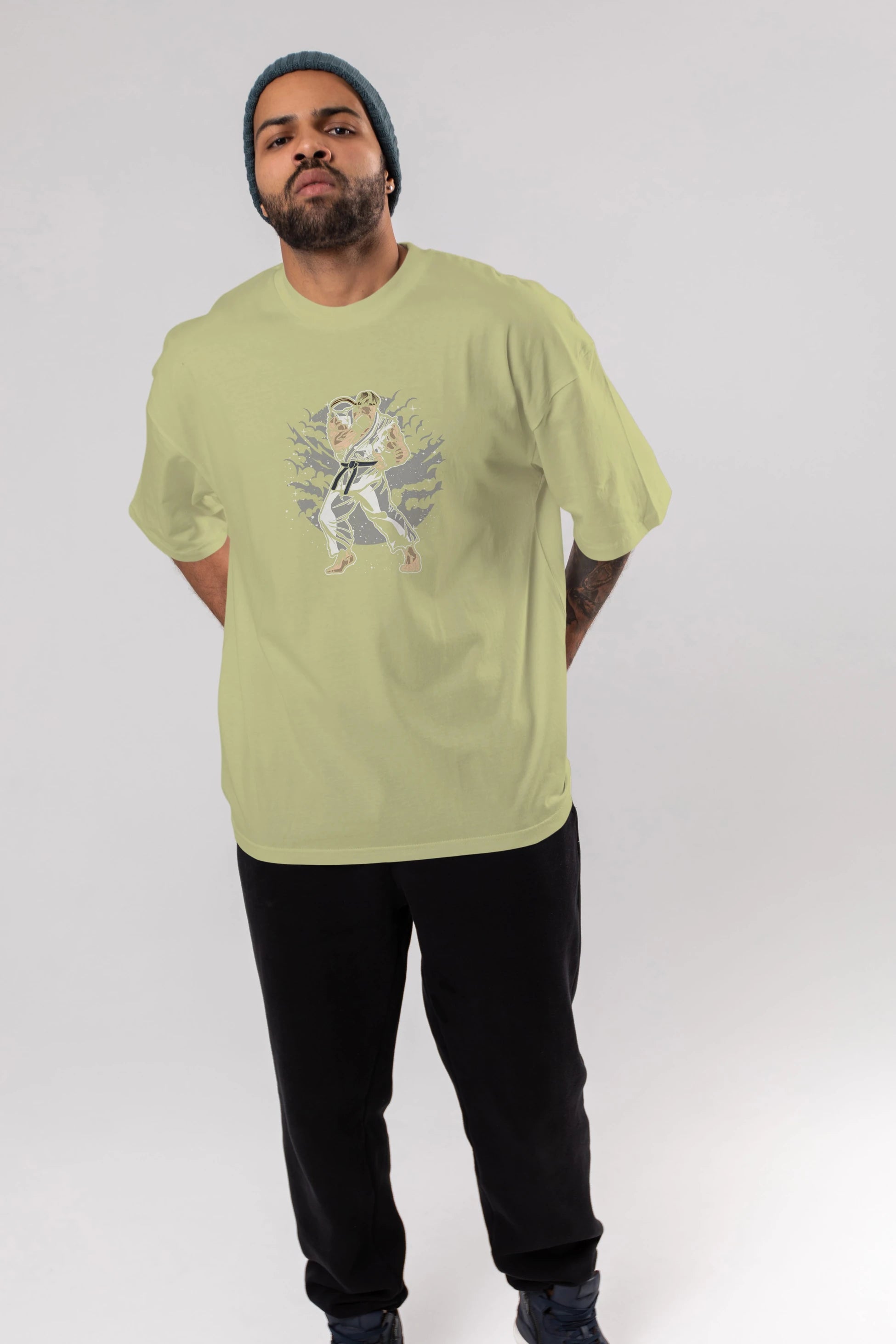 RYU Ön Baskılı Oversize t-shirt Erkek Kadın Unisex %100 Pamuk tişort