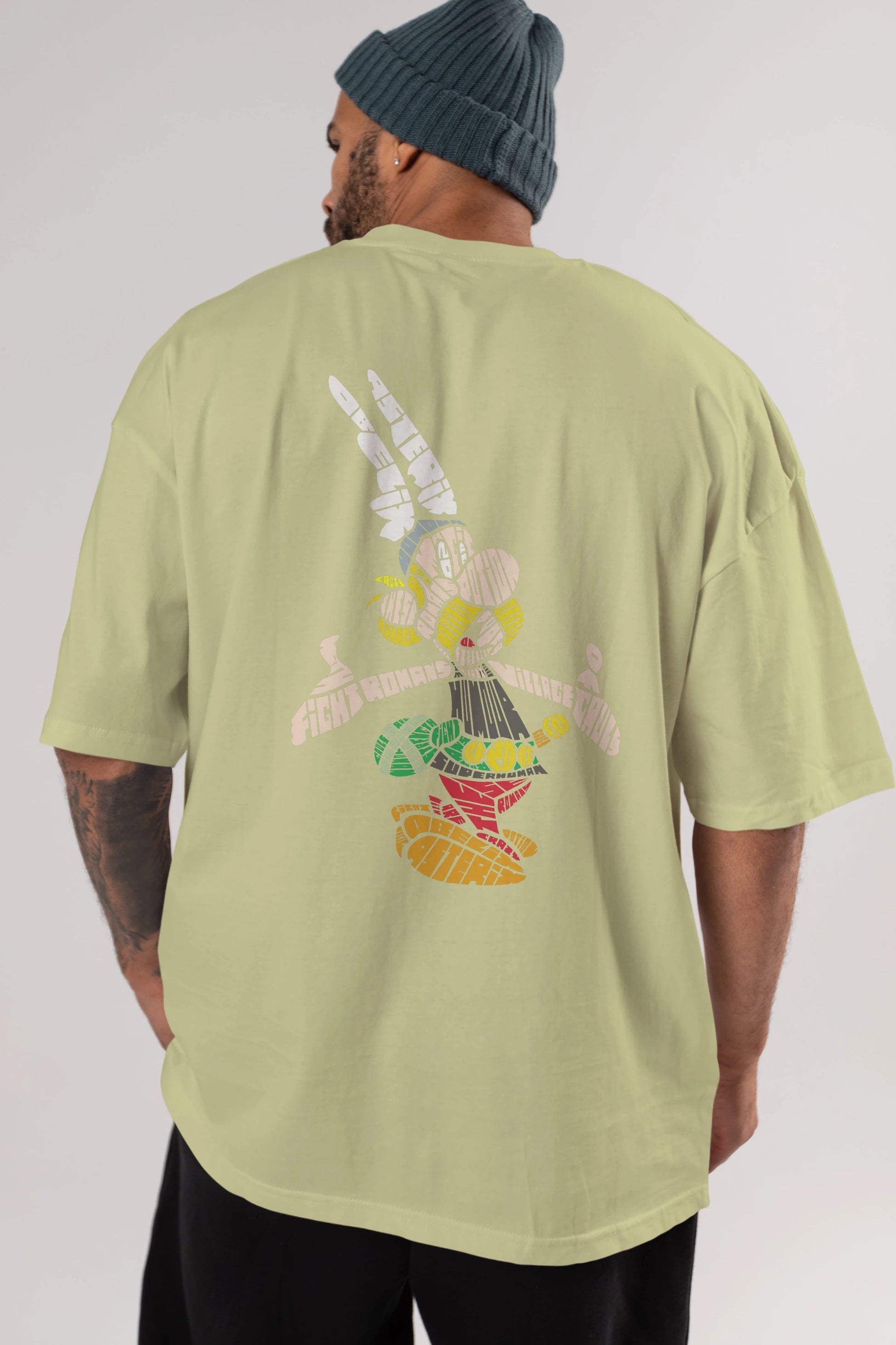 Asterix Arka Baskılı Oversize t-shirt %100 pamuk Erkek Kadın Unisex
