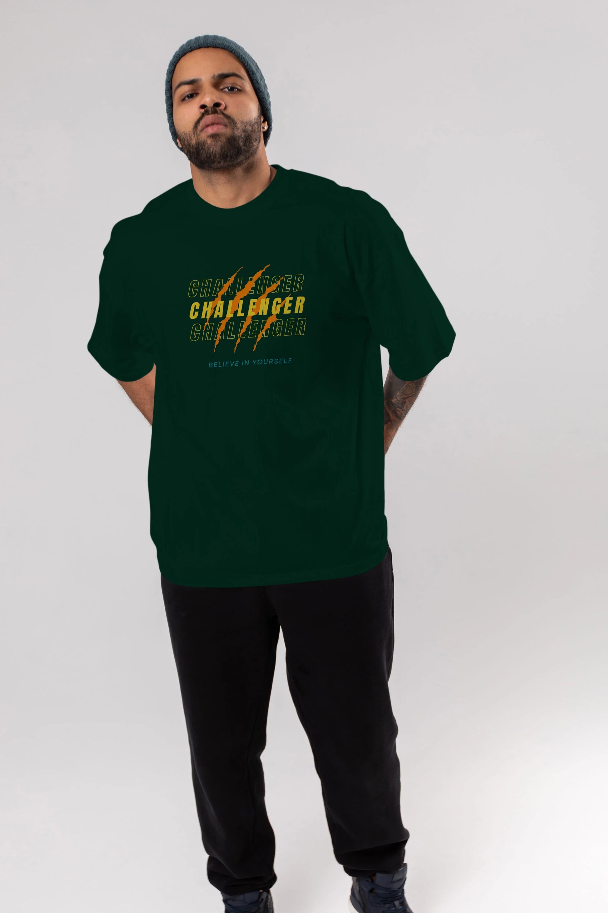 Challenger Yazılı Ön Baskılı Oversize t-shirt Erkek Kadın Unisex