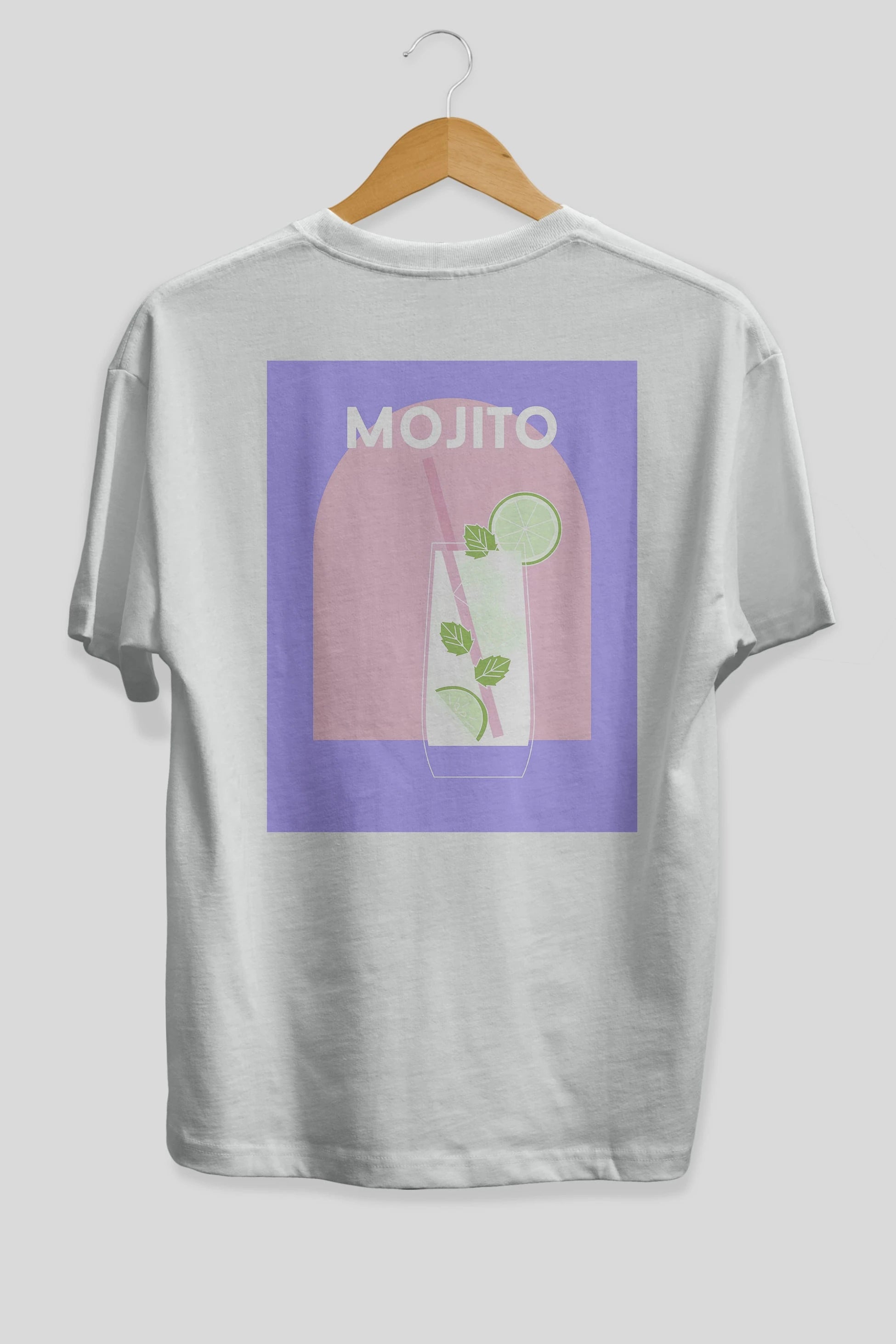 Mojito 2 Arka Baskılı Oversize t-shirt Erkek Kadın Unisex %100 Pamuk Bisiklet Yaka tişort