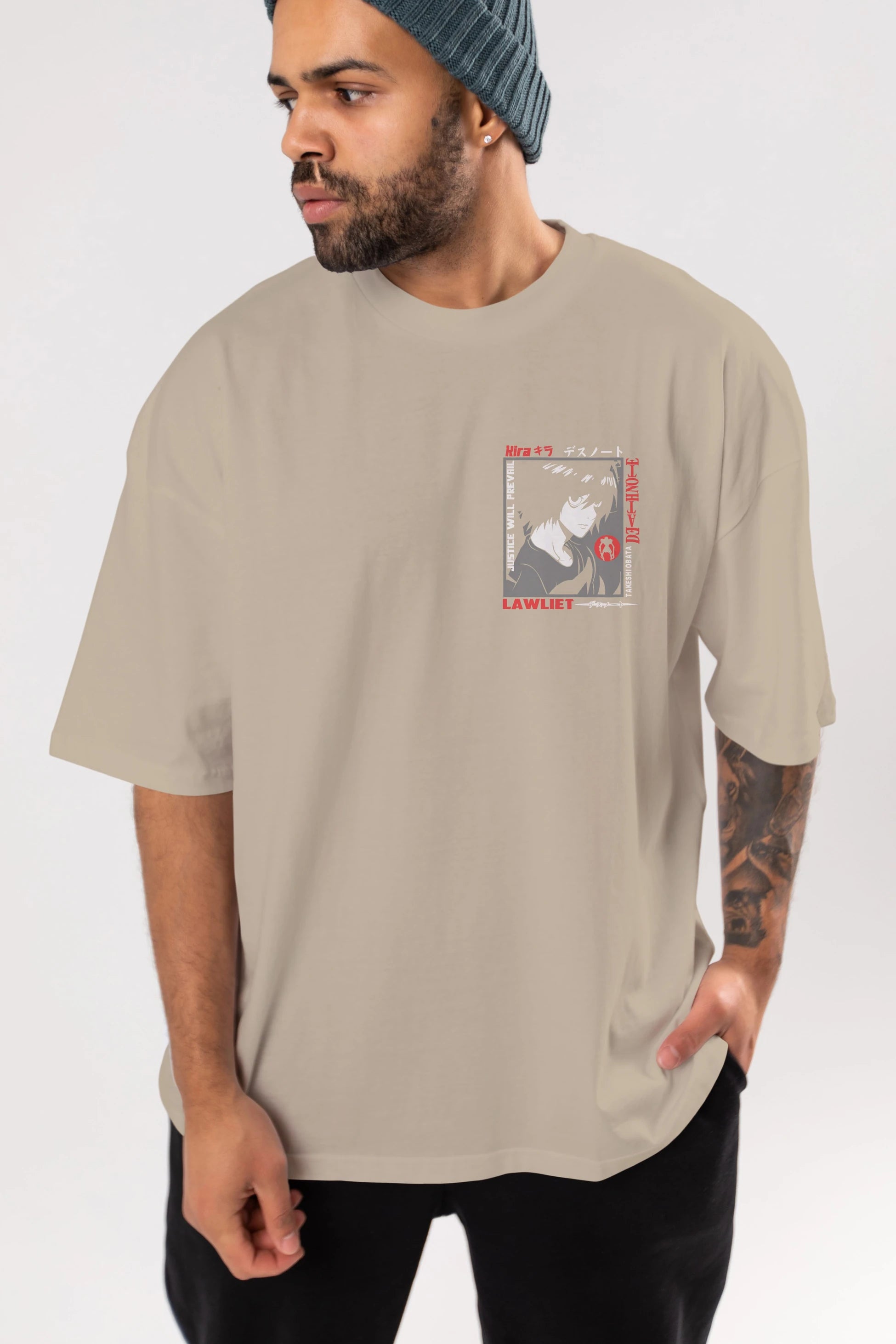 DEATH NOTE Ön Sol Baskılı Oversize t-shirt Erkek Kadın Unisex %100 Pamuk Bisiklet Yaka tişort
